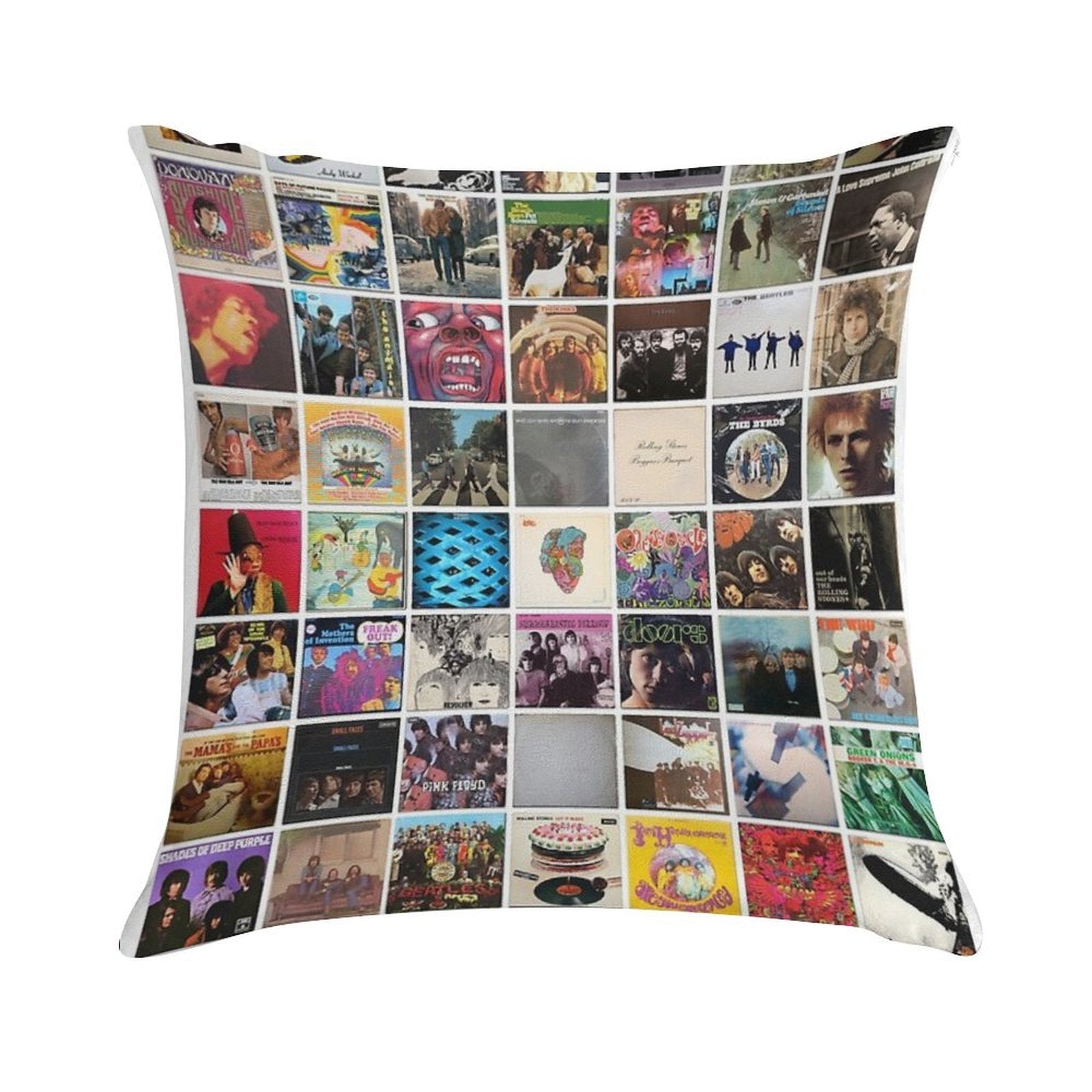 60s Vinyl Covers - 1960s Music - Vintage Cassette Album Cover Art Soft Reinforced Edging Throw Pillow