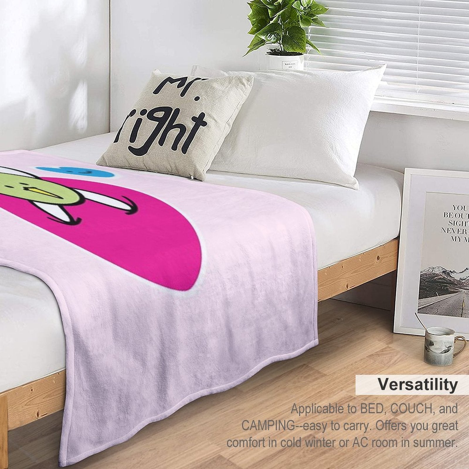 Kawaii Green Tomato Mascot No. 3 Easy Care Throw Blanket