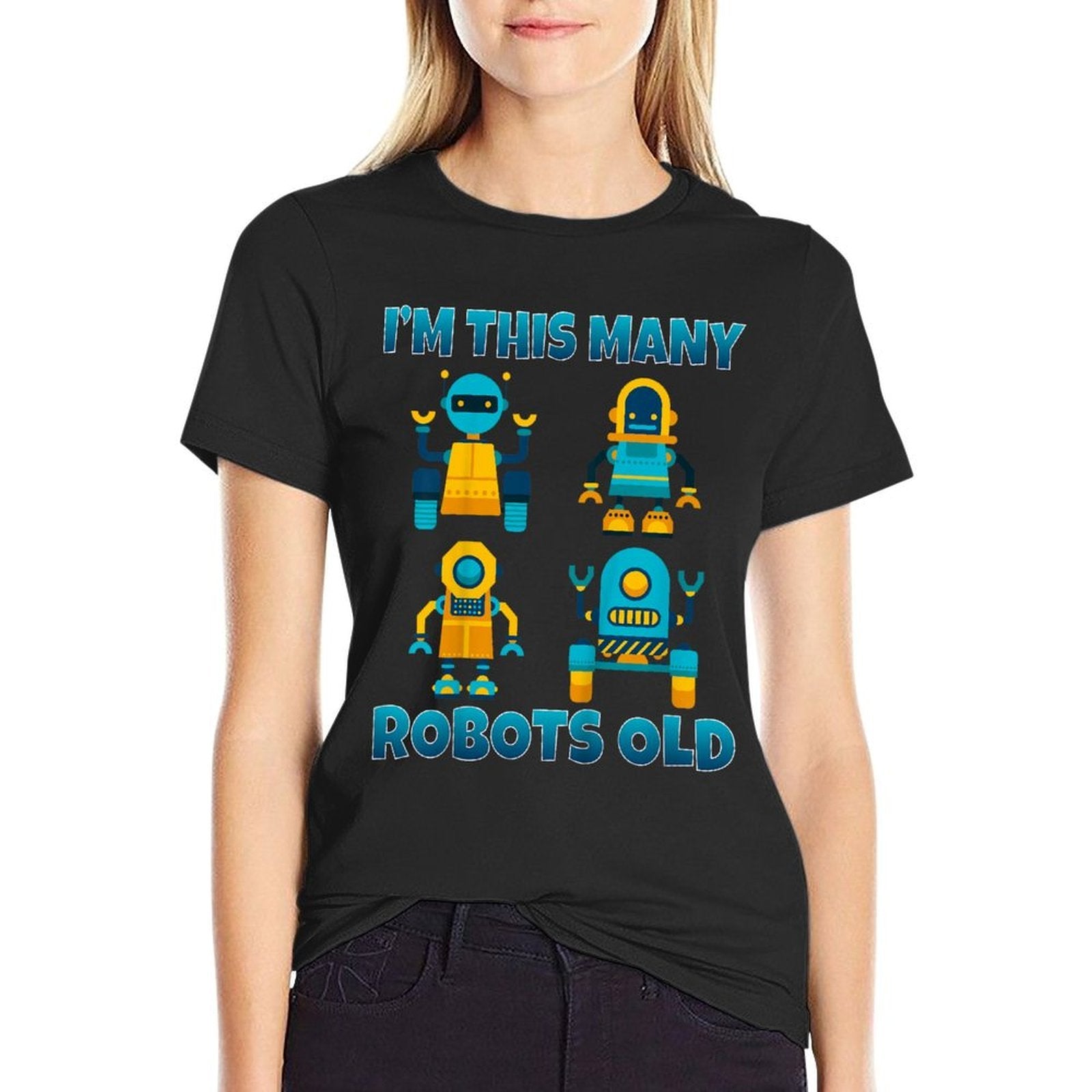 Kids I'm This Many Robots Old Robotics Kids 4th Birthday Party  High-quality Stitching T-Shirt