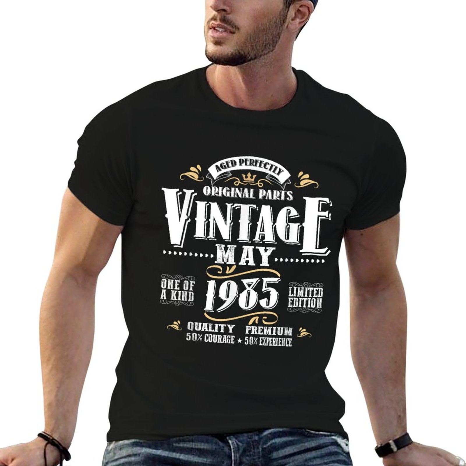 40 Years Old Funny May 1985 40th Birthday Gifts Men Women  Heathered Texture T-Shirt
