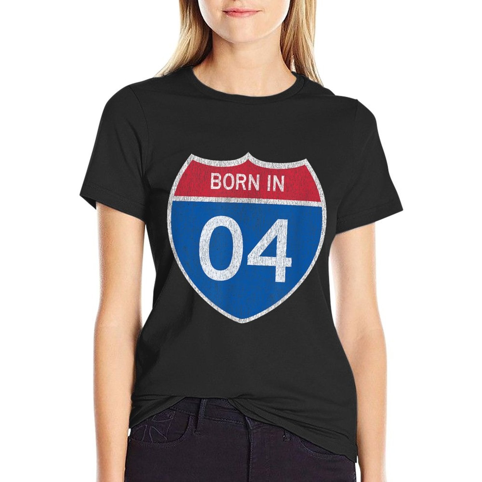 21 Year Old Vintage Car Road Sign 2004 21st Birthday  Heathered Texture T-Shirt