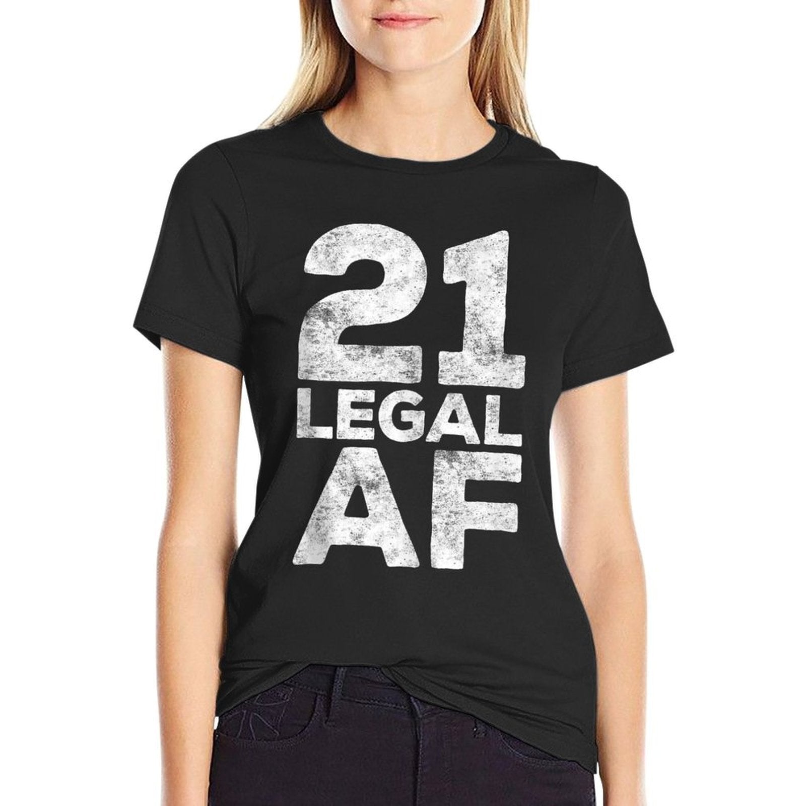 21 Legal AF 21st Birthday  Ribbed Collar T-Shirt
