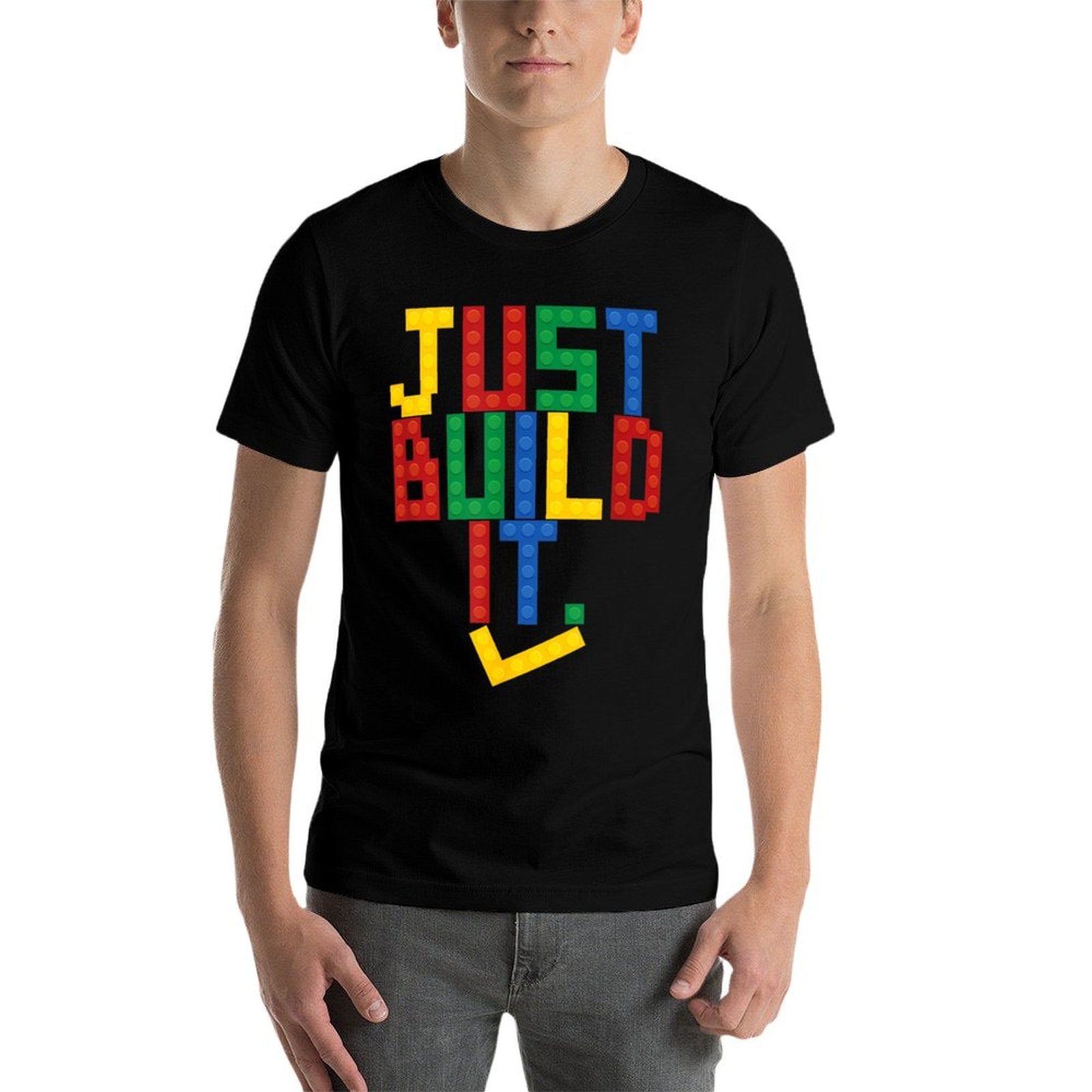 Just Build It Master Builder Building Block Boys Girls  Rolled Sleeves T-Shirt
