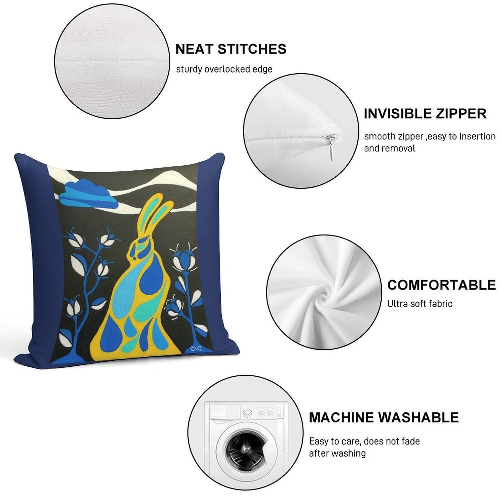 The Linköping Hare Soft Easy Maintenance Throw Pillow