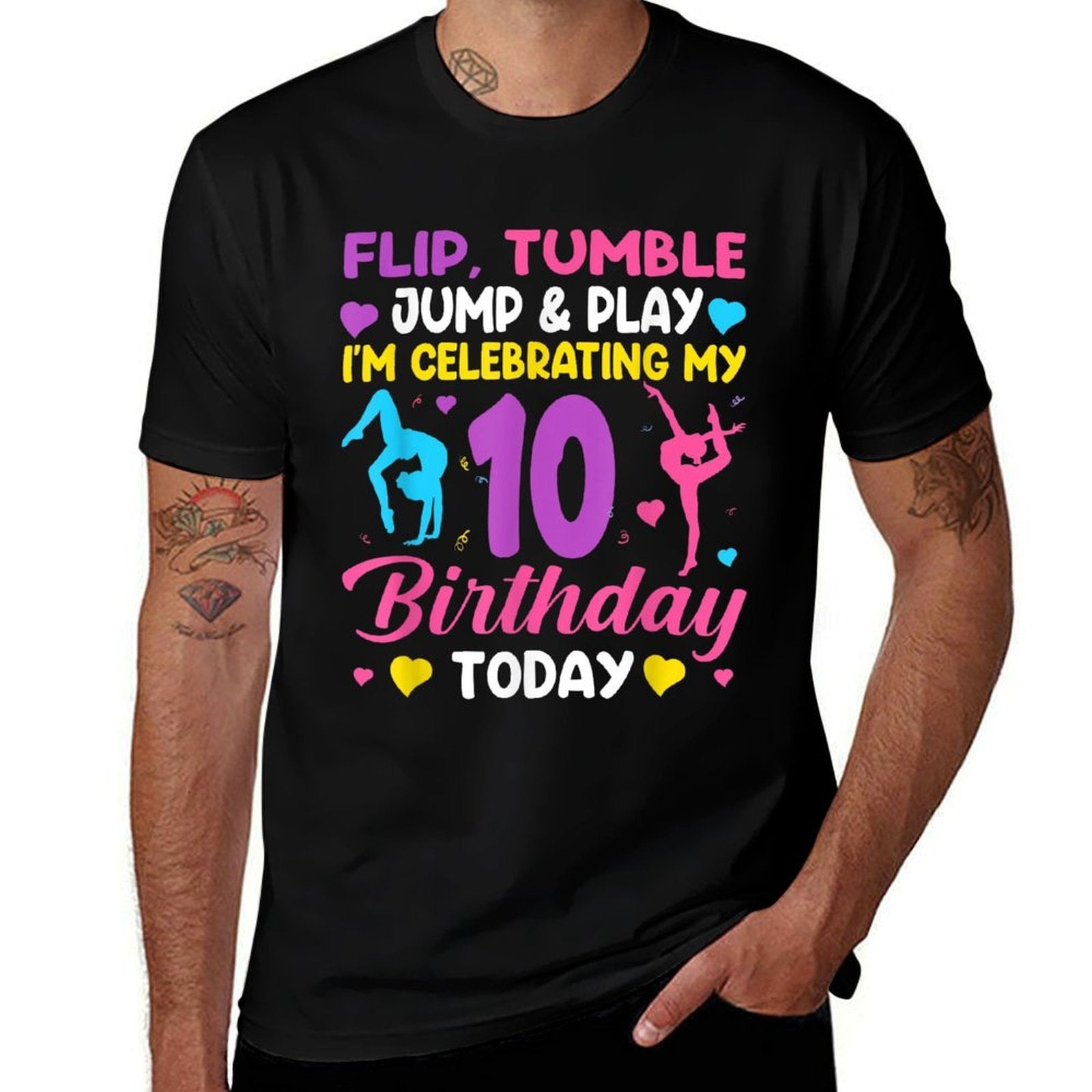 10th Birthday Gymnast Girl 10 Year Old Bday Gymnastics Party  Graphic-printed T-Shirt