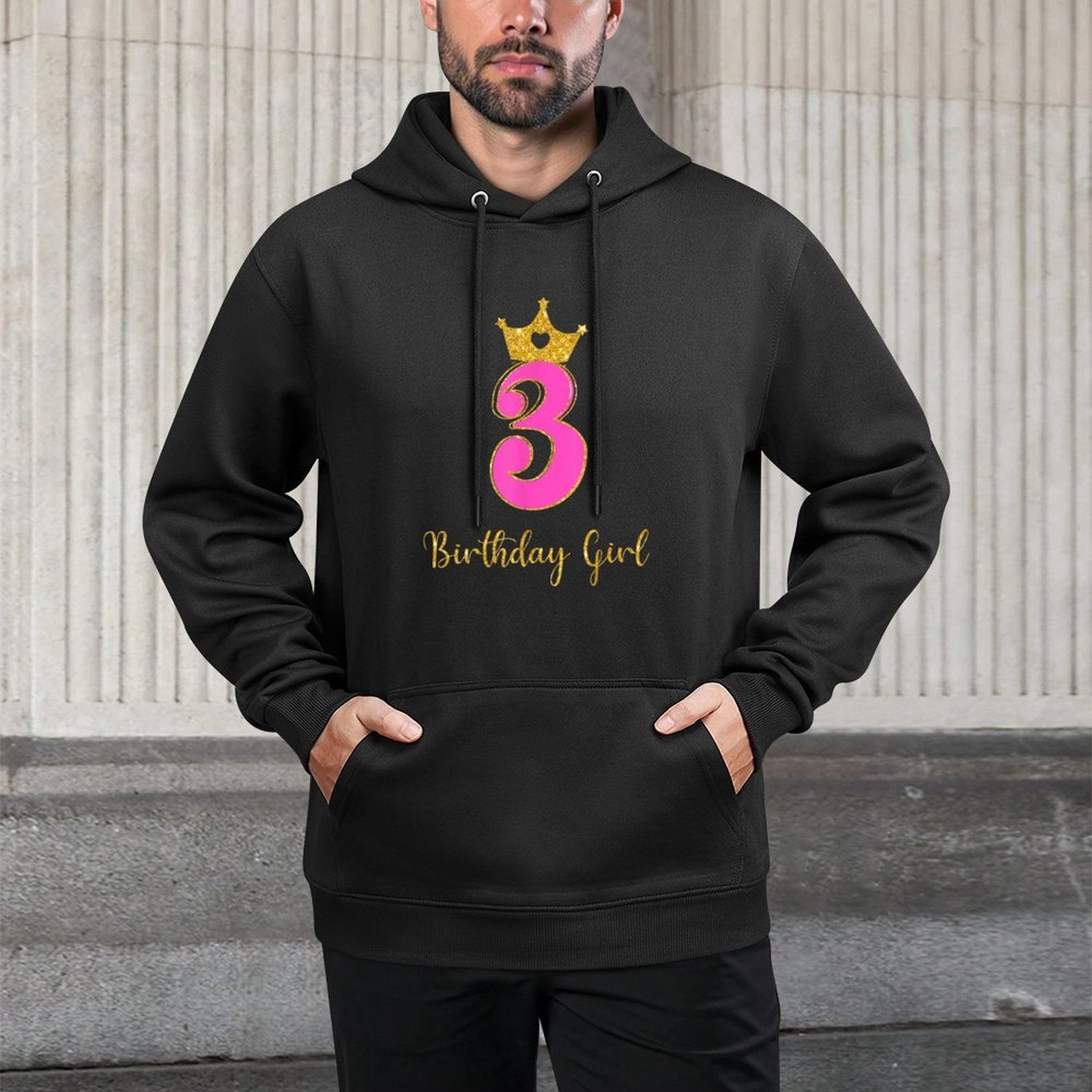 3rd Birthday Girls 3 Three Year Old Birthday Party Toddler Medium-Weight Fabric Hoodie