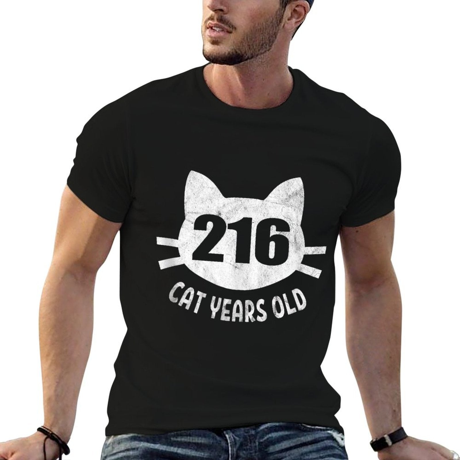 216 Cat Years Old Apparel 50th Birthday Gift For Cat Lovers Comfortable T-Shirt
