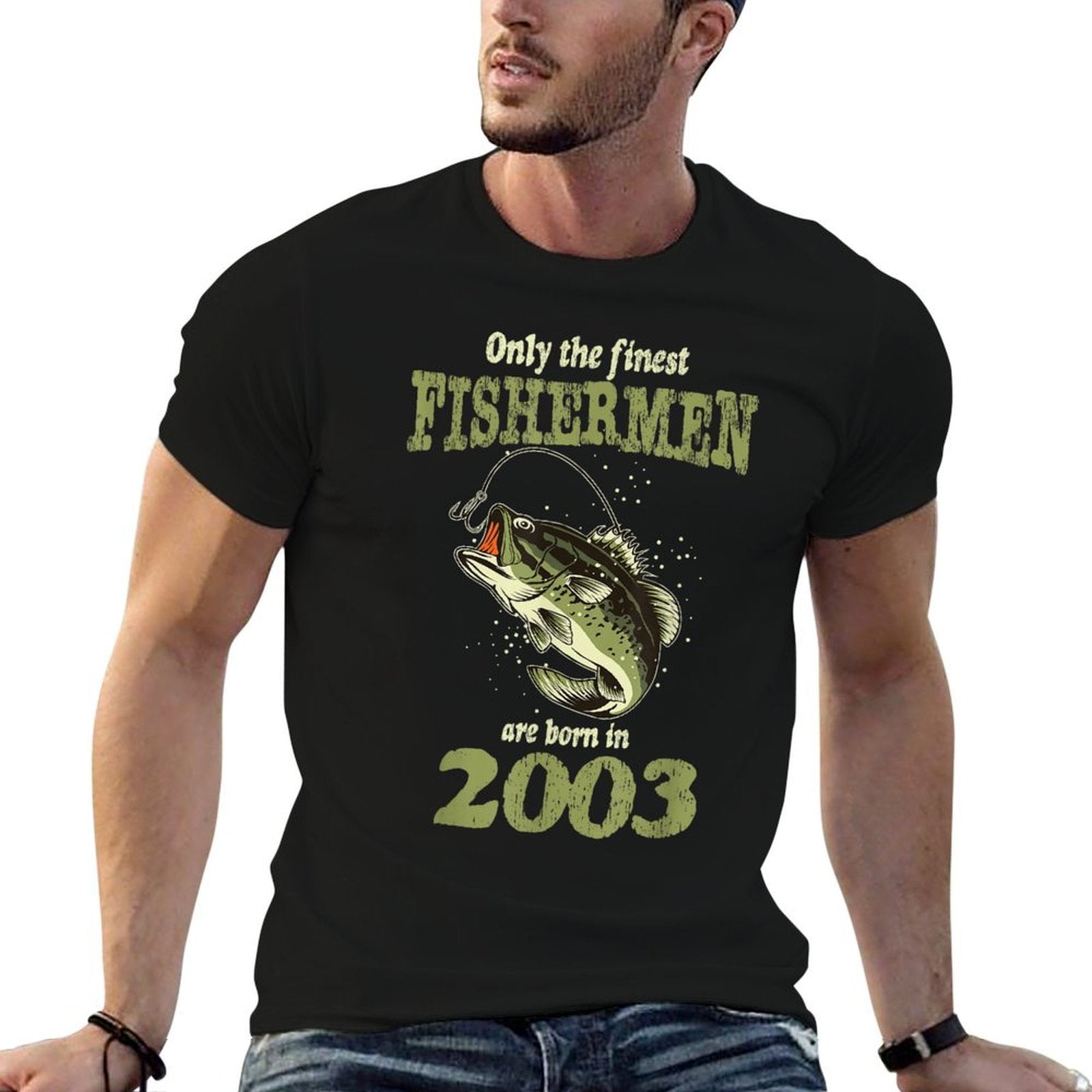 21 Year Old Fishing Fishermen Are Born In 2003 21st Birthday  Heathered Texture T-Shirt