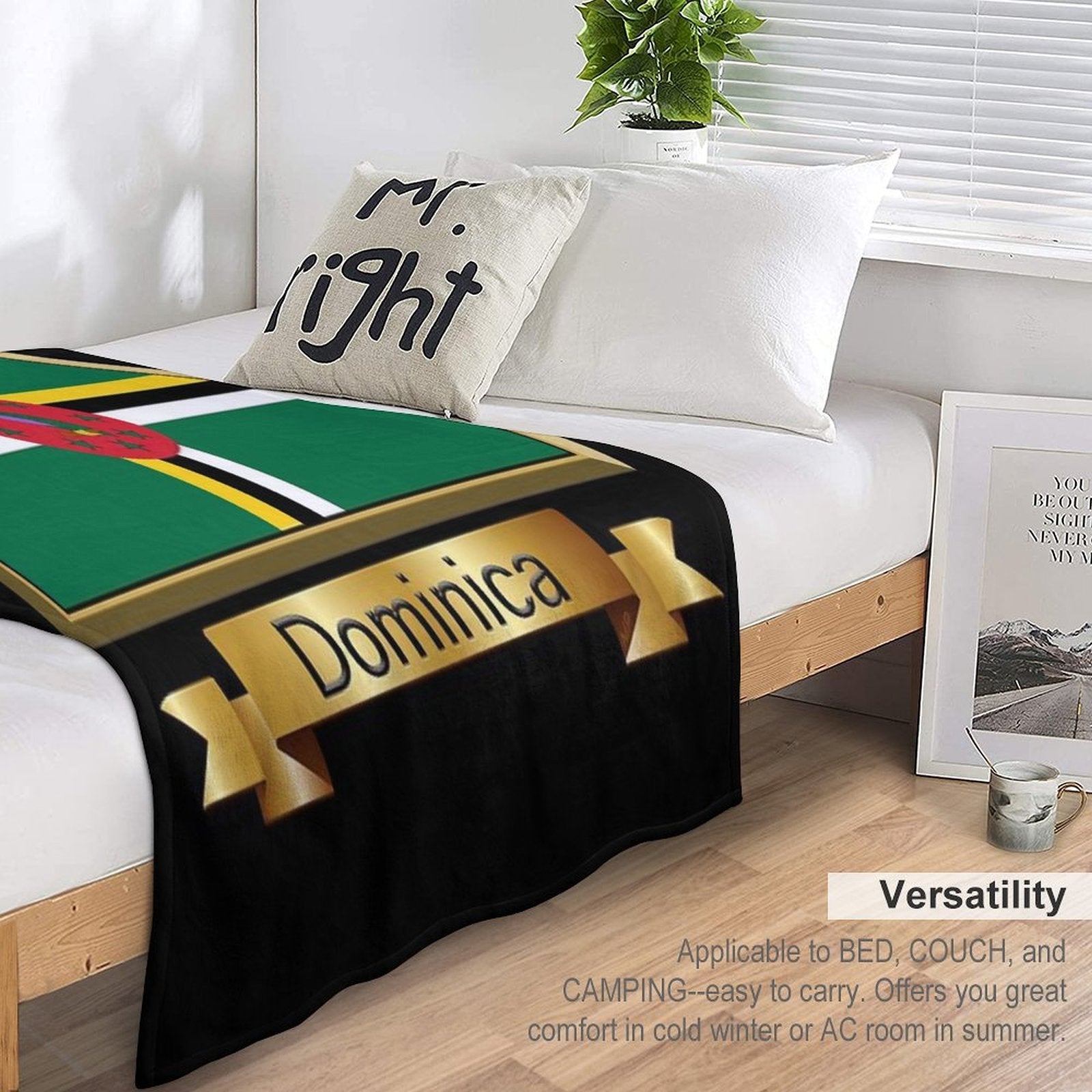 Dominica Flag Gifts, Stickers & Products - Named Lightweight Throw Blanket
