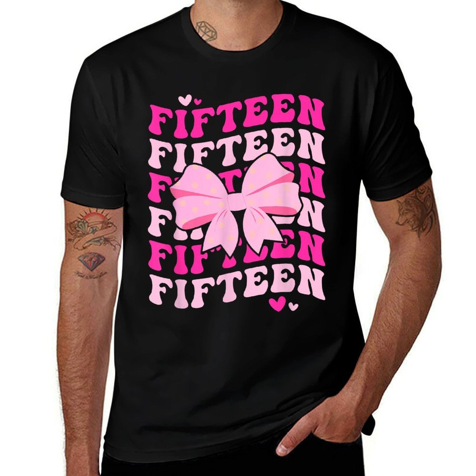 15th Coquette Birthday Party Fifteen Year Old Coquette Bow  High-quality Stitching T-Shirt
