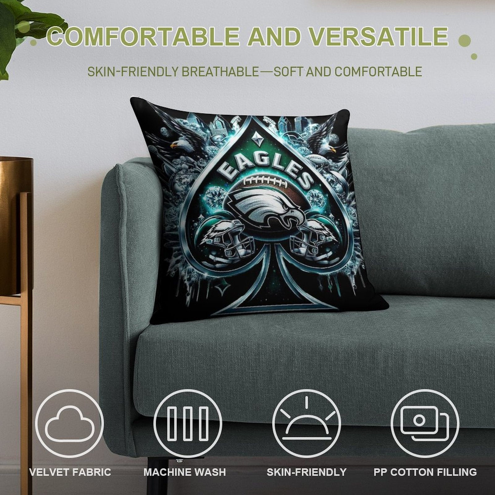 Eagles Soft Fade-Resistant Throw Pillow