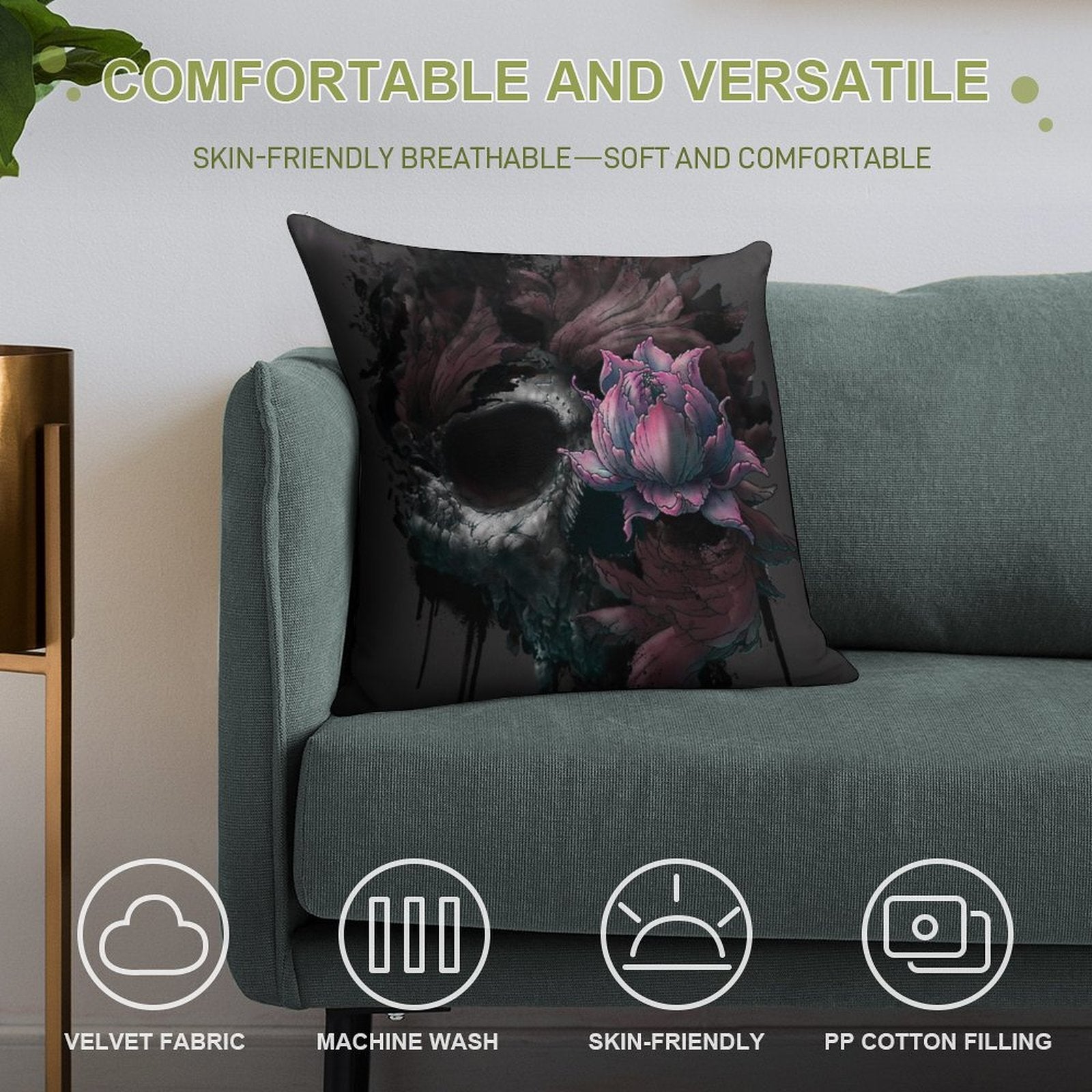 Death Blooms Soft Fade-Resistant Throw Pillow