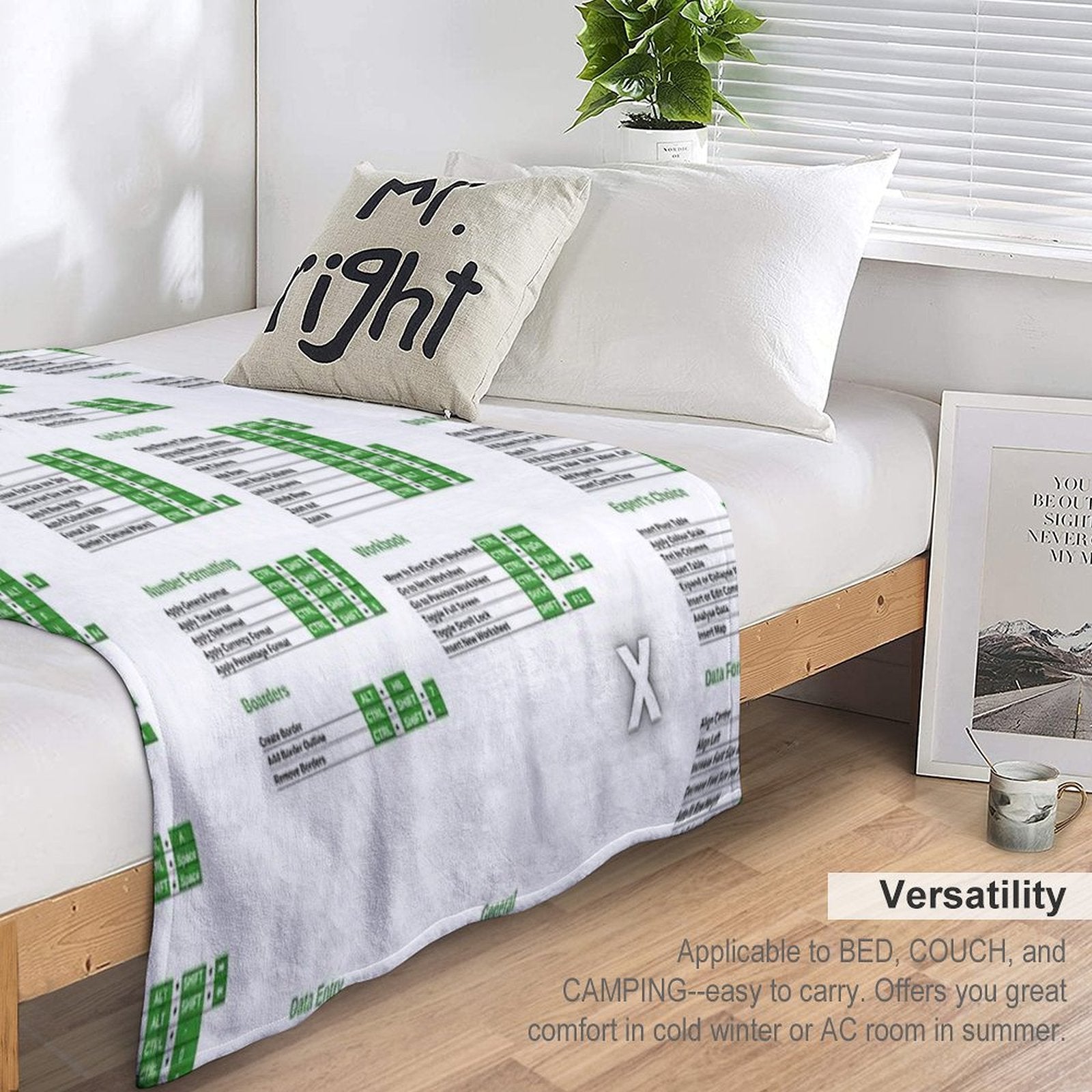 Excel Shortcuts White And Black Wrinkle-free Throw Blanket