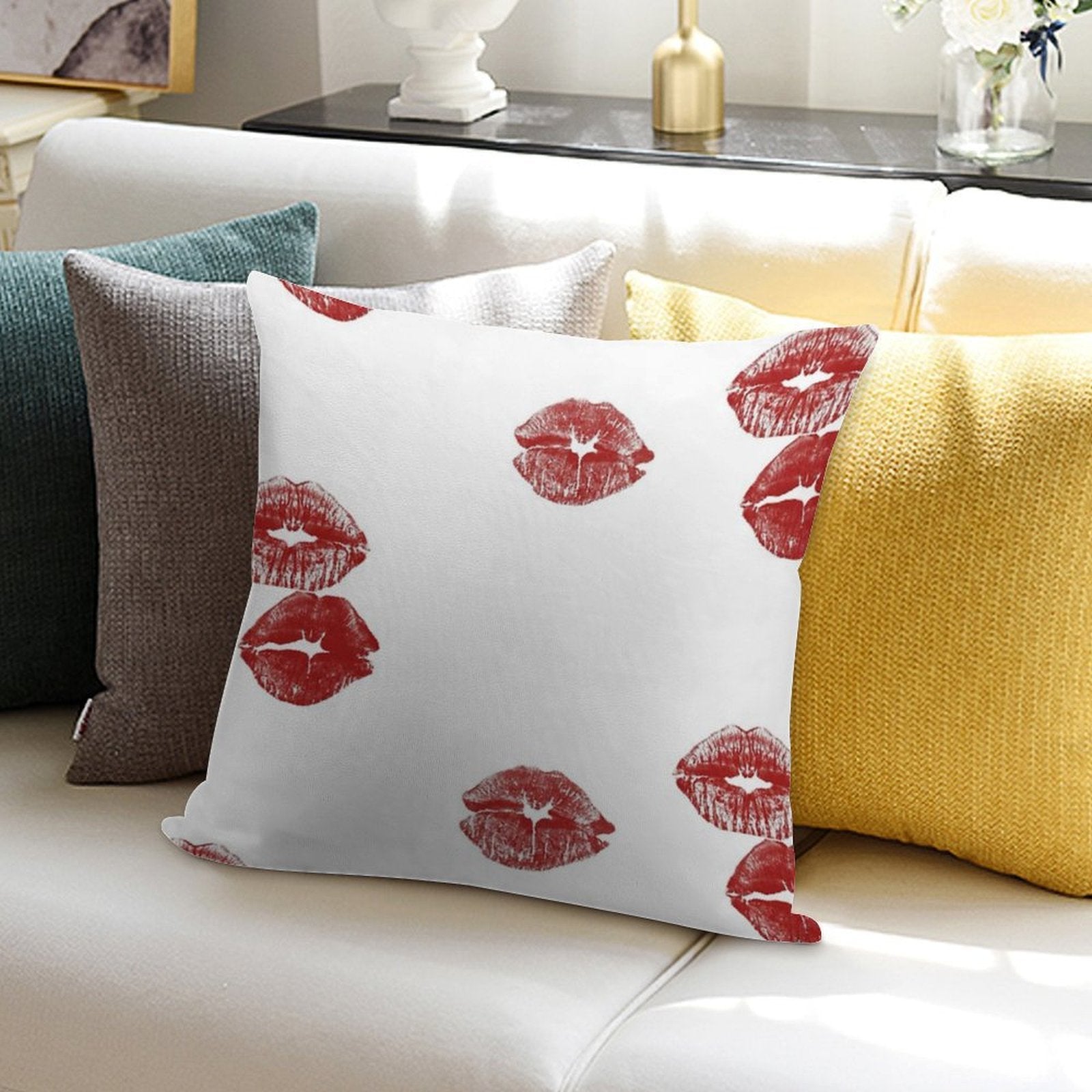3 Pack Kiss Mark Soft Decorative Cover Throw Pillow