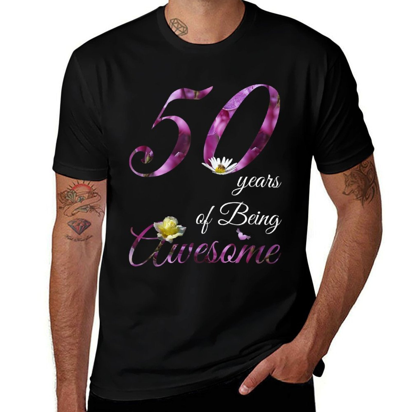 50 Year Old Awesome Floral 1973 50th Birthday Gift  Relaxed-fit T-Shirt