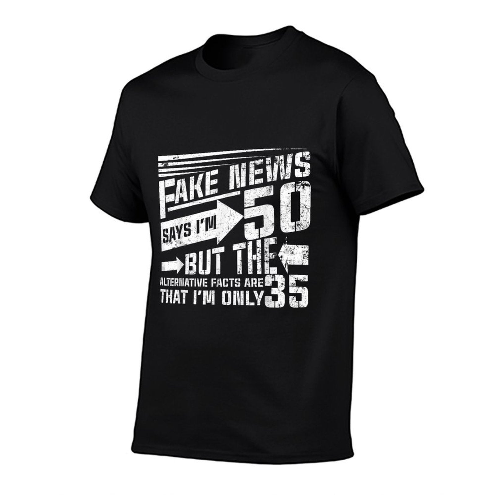 50th Birthday Funny Fake News Says I'm 50  Ribbed Collar T-Shirt