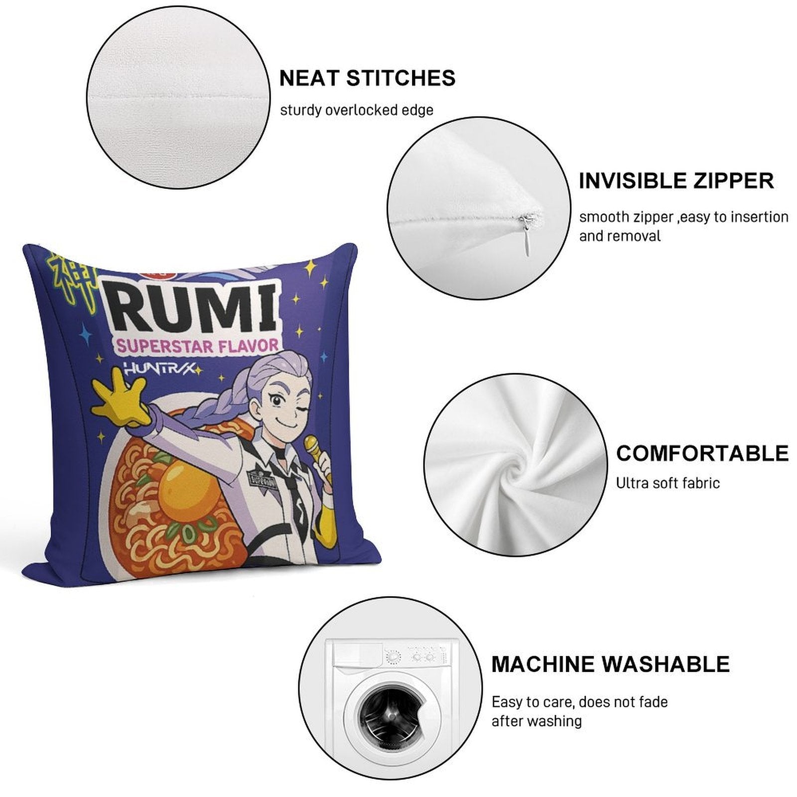 Rumi Ramen Flavor Soft High-Density Material Throw Pillow