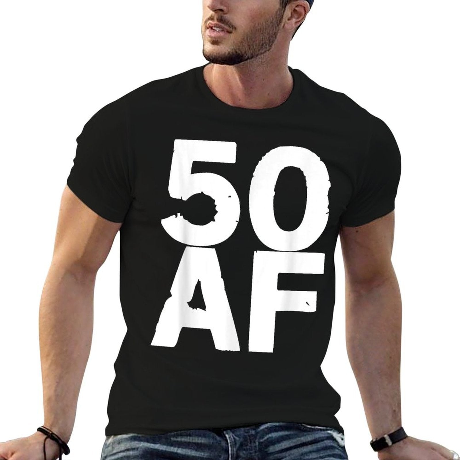 50 AF - 50th Birthday Men Women Fifty Gift  Heathered Texture T-Shirt