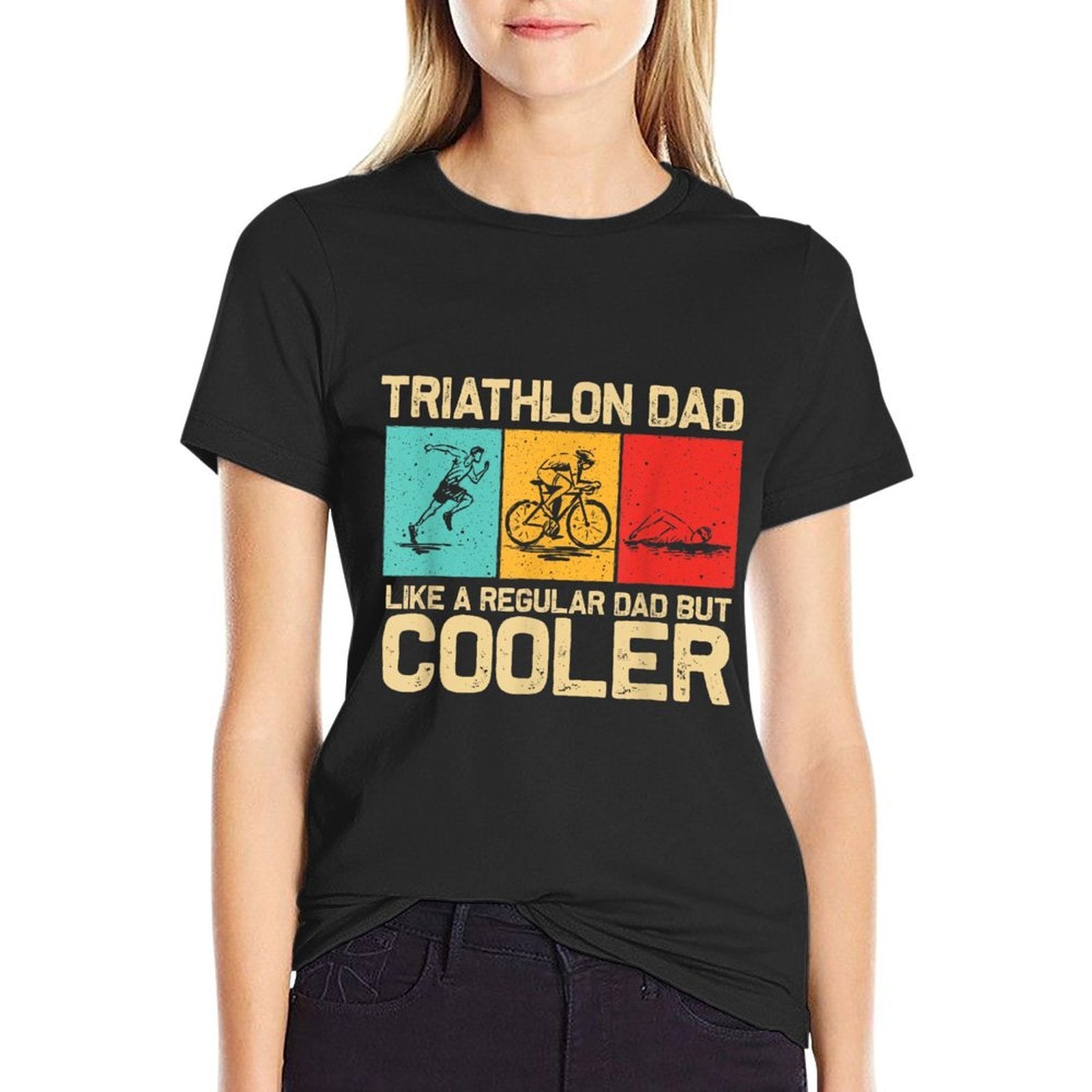 Funny Triathlon Design For Men Dad Swim Bike Run Triathletes  Wrinkle-resistant T-Shirt