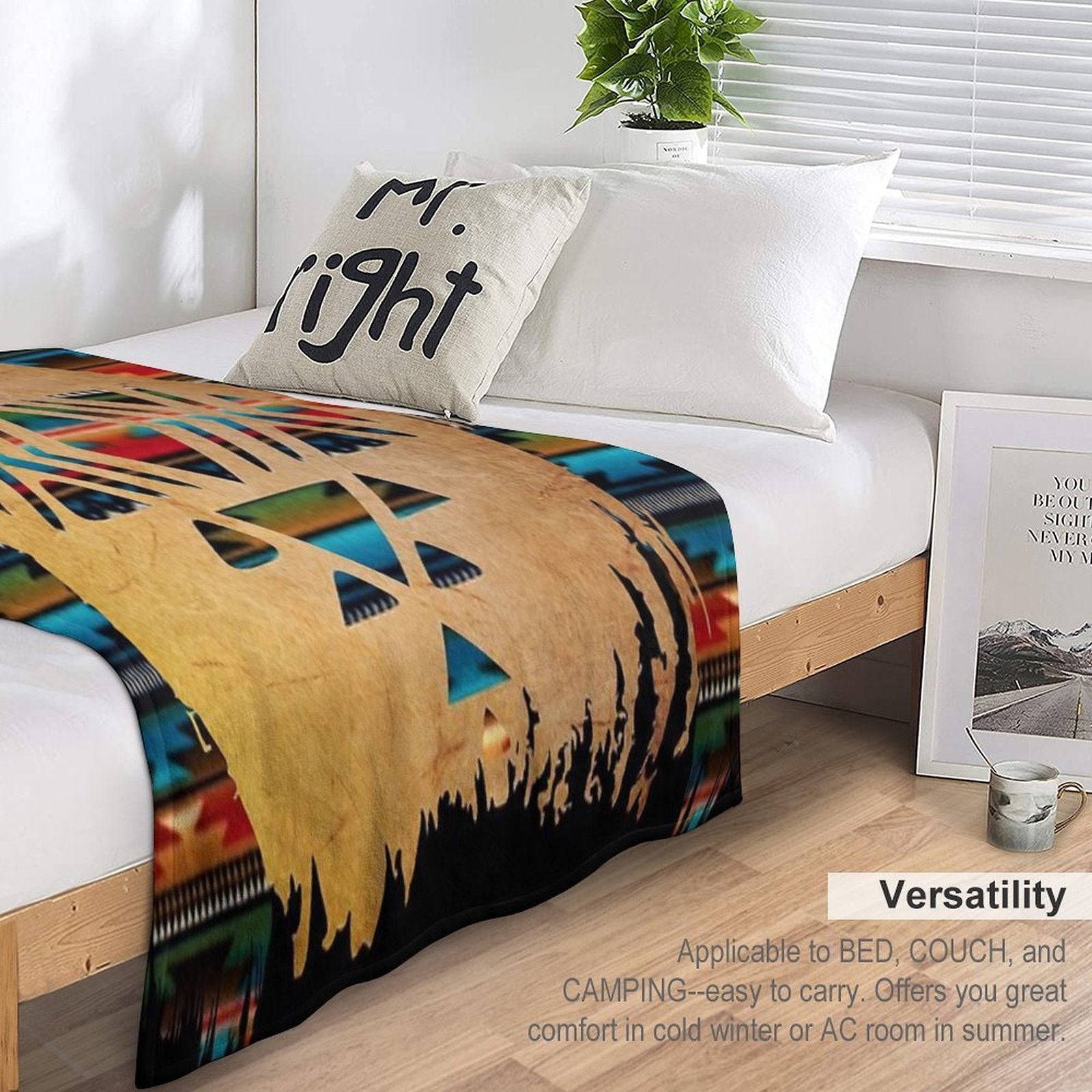 Navajo Pattern - Aztec Brushstroke Design Plush Throw Blanket