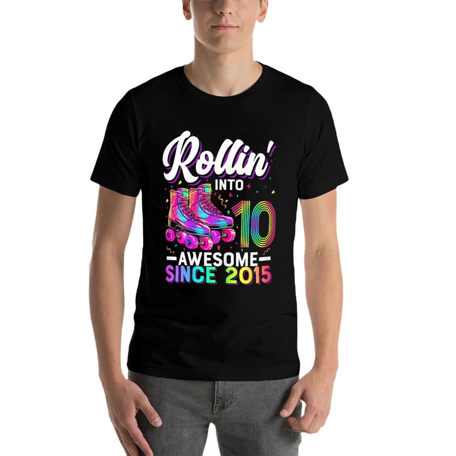 10th Birthday Girl 10 Year Old Roller Skate Skating  Slim-fit Cut T-Shirt