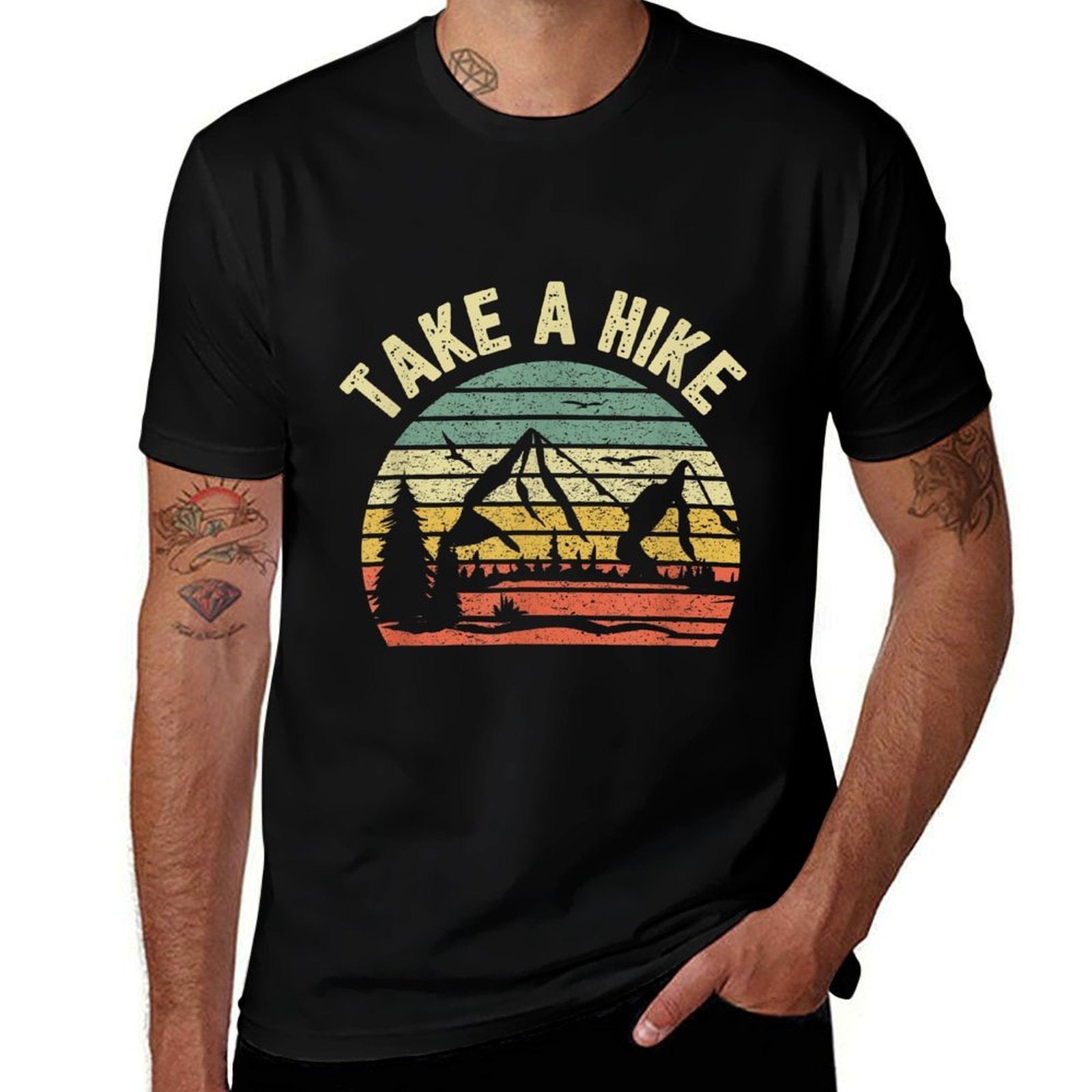 Take A Hike Retro Hiker Outdoors Camping Nature Hiking  Durable T-Shirt