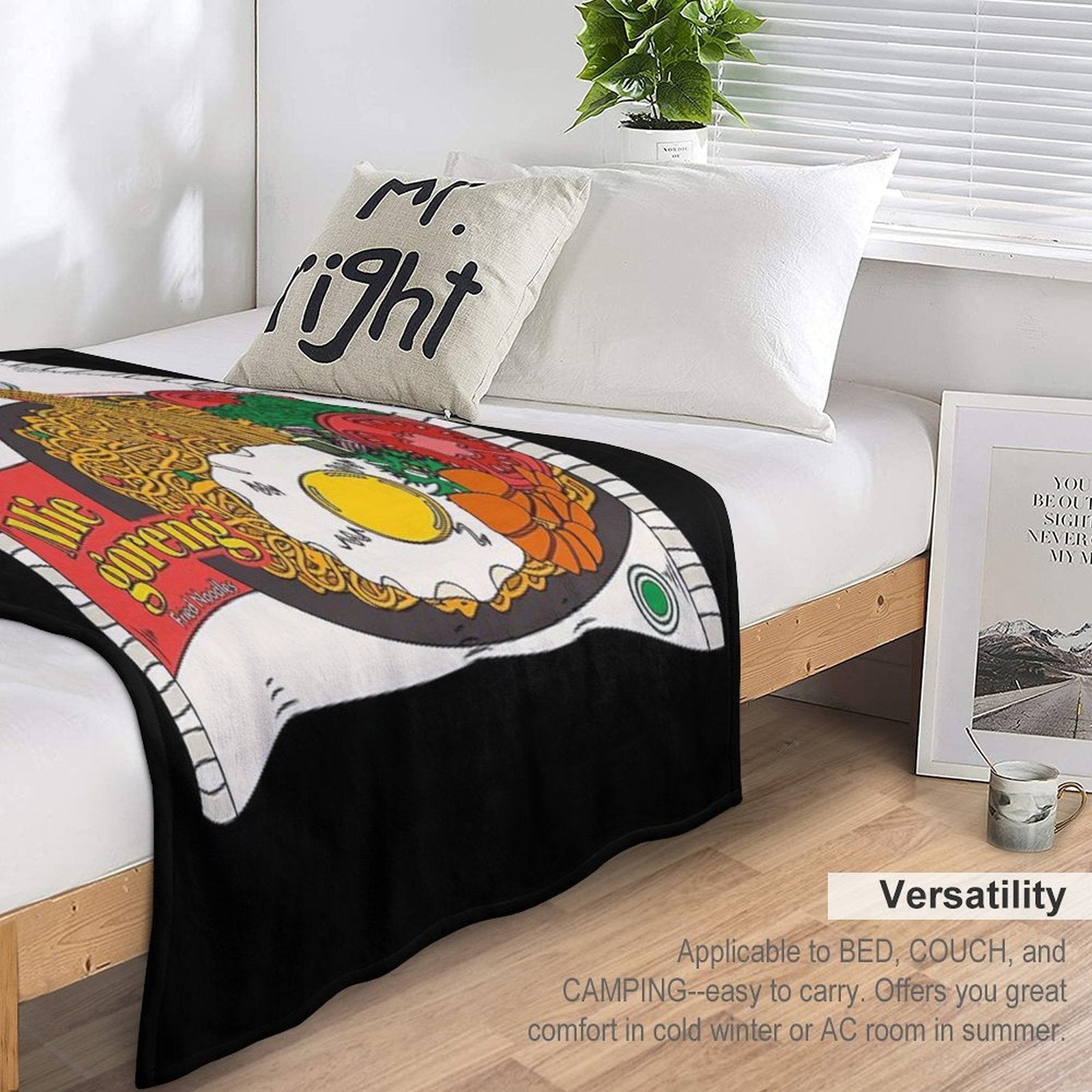 Indomiie Goreng - Fried Noodle - Indonesian Cuisine Special with Egg Plush Throw Blanket