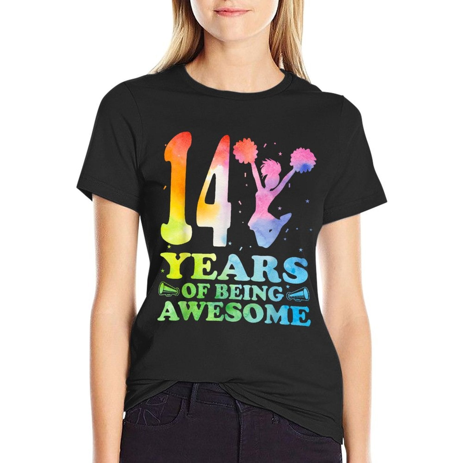 14 Years Of Being Awesome Cheerleading Girl 14th Birthday  Easy-care T-Shirt