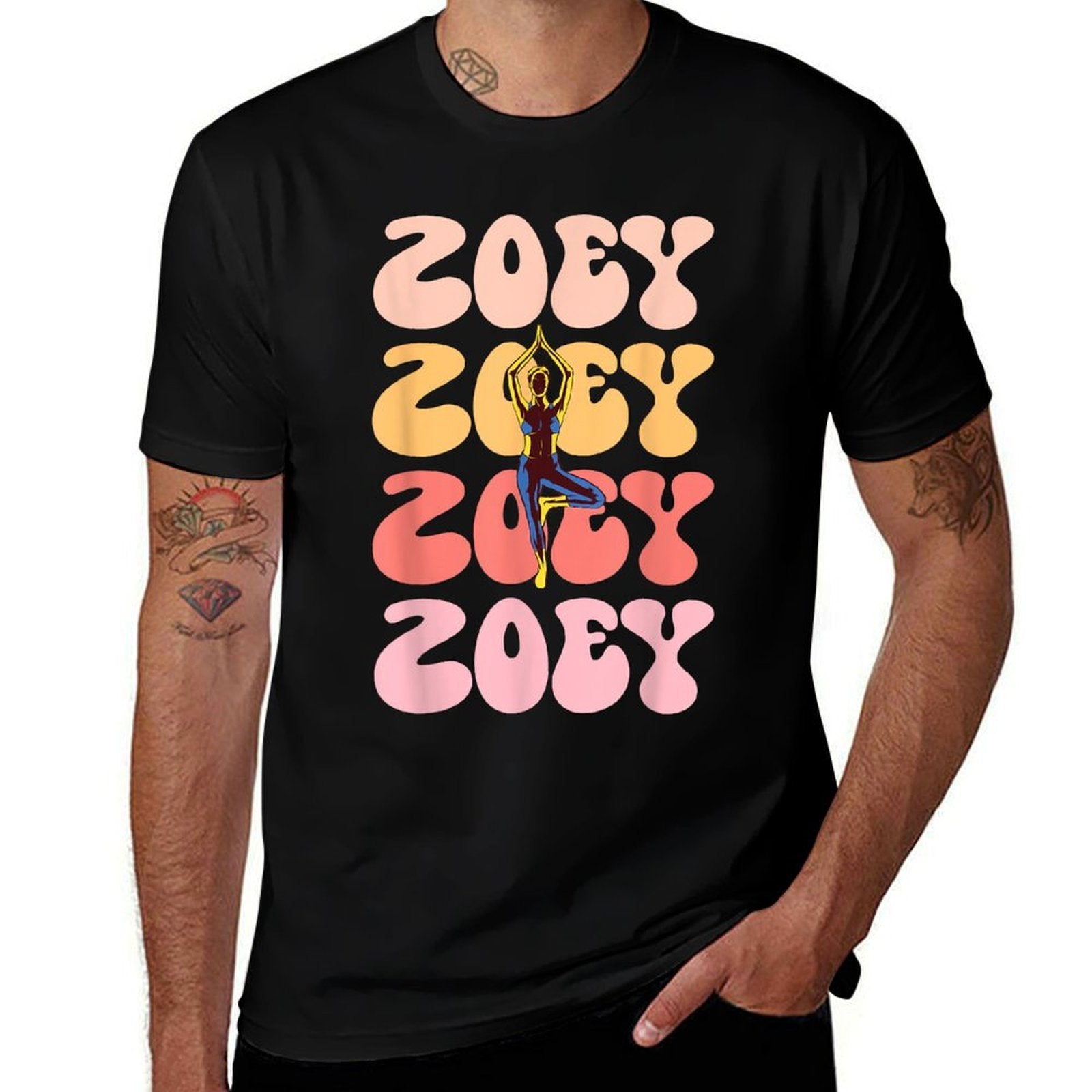Zoey Retro Name Yoga Hobby  Soft T-Shirt
