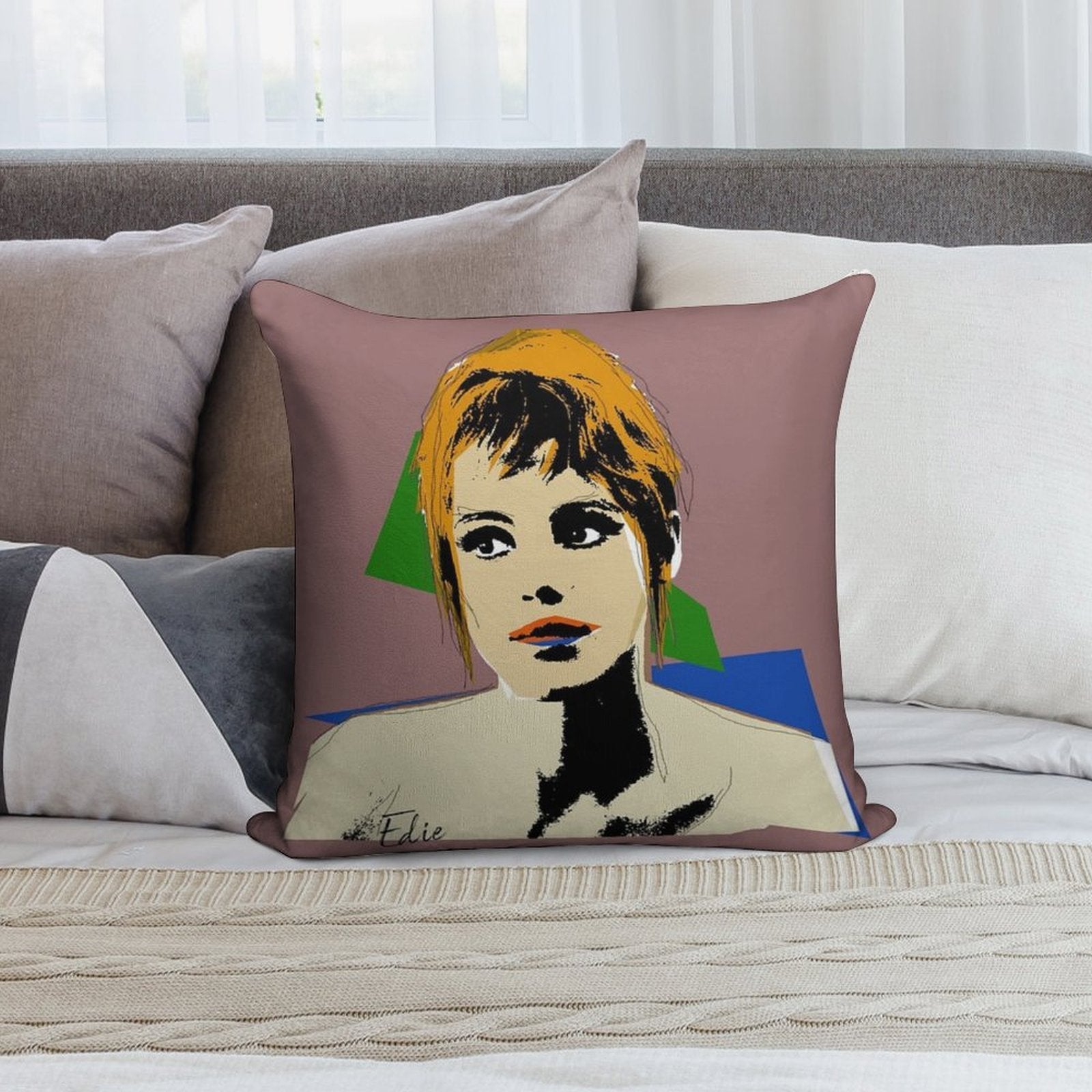Edie Sedgwick Factory Girl Warhol Graphic Soft Easy Maintenance Throw Pillow
