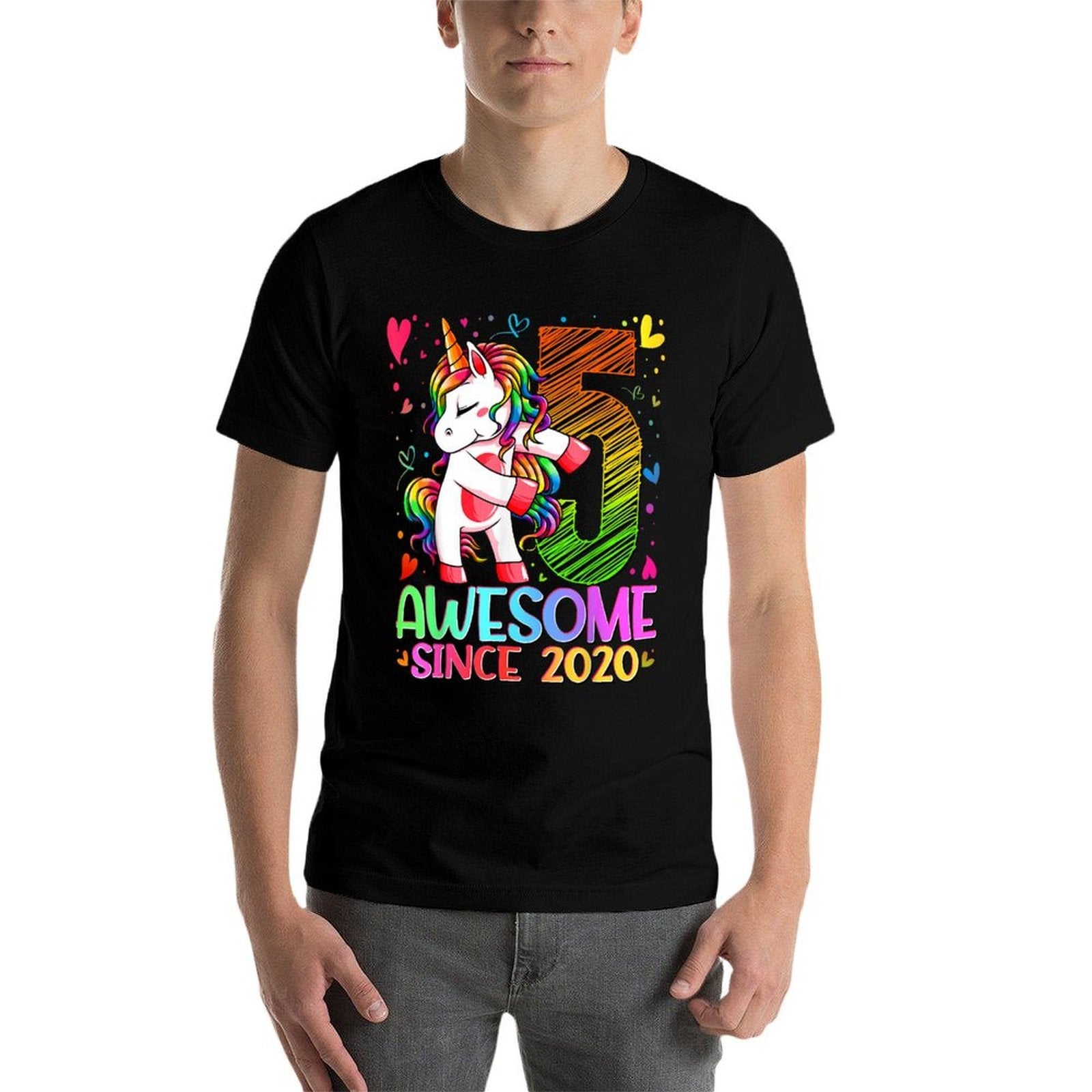 5 Year Old Unicorn Gifts For Girls 5th Birthday Girl Party  Easy-care T-Shirt