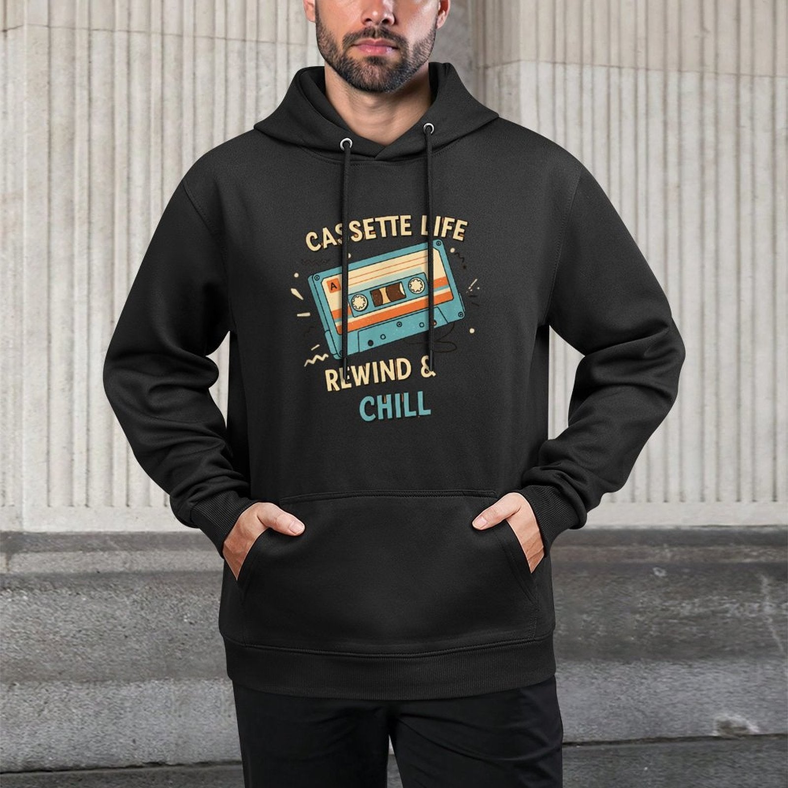 Cassette Life Rewind Chill Meme Funny Retro Vibes Humor Shape Retention Hoodie
