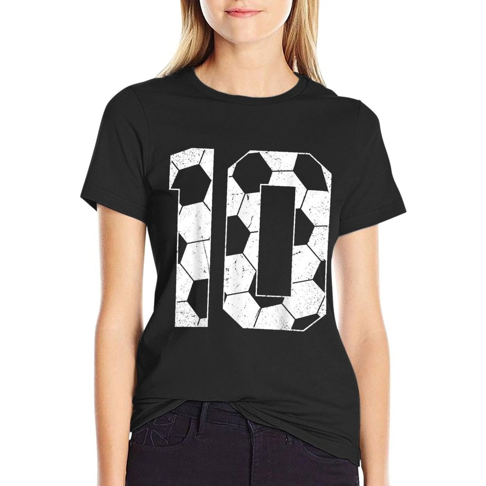 10th Birthday Boy Soccer Player Football 10 Years Old  Trendy Pattern T-Shirt