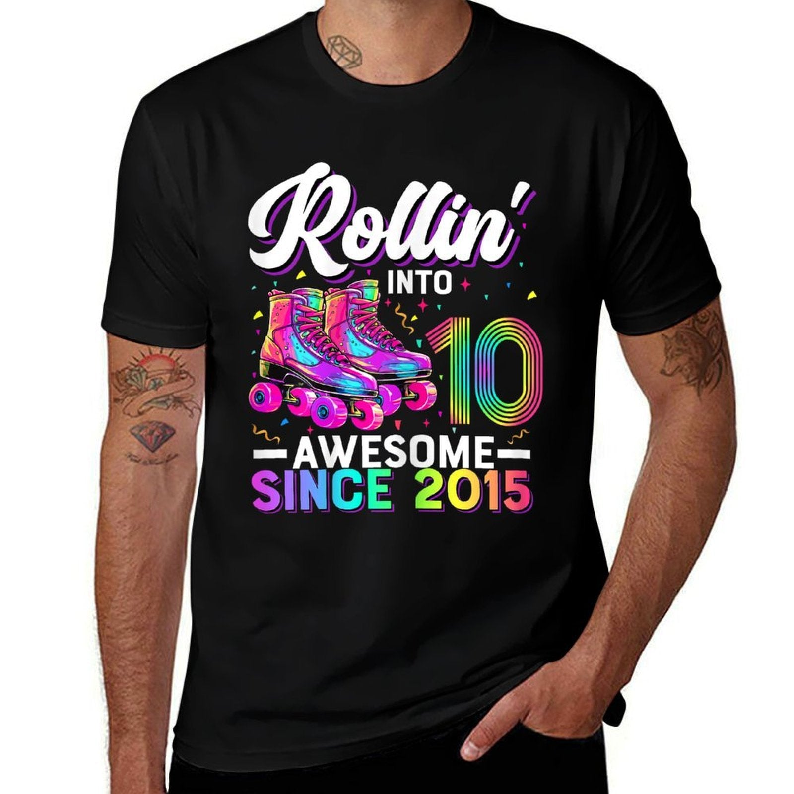 10th Birthday Girl 10 Year Old Roller Skate Skating  Slim-fit Cut T-Shirt