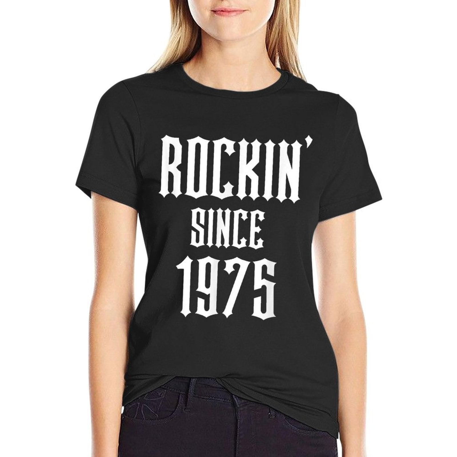 50 Year Old Classic Rock 1975 50th Birthday  Ribbed Collar T-Shirt
