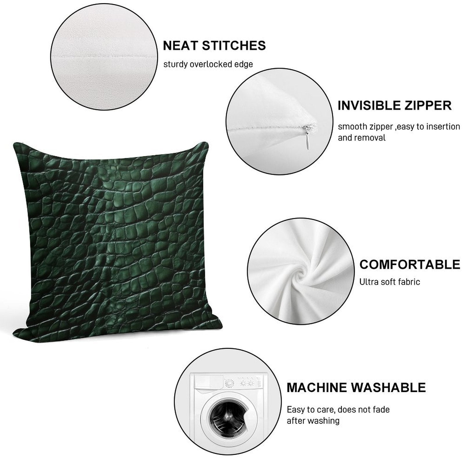 Crocodile Skin Soft Anti-Pilling Throw Pillow