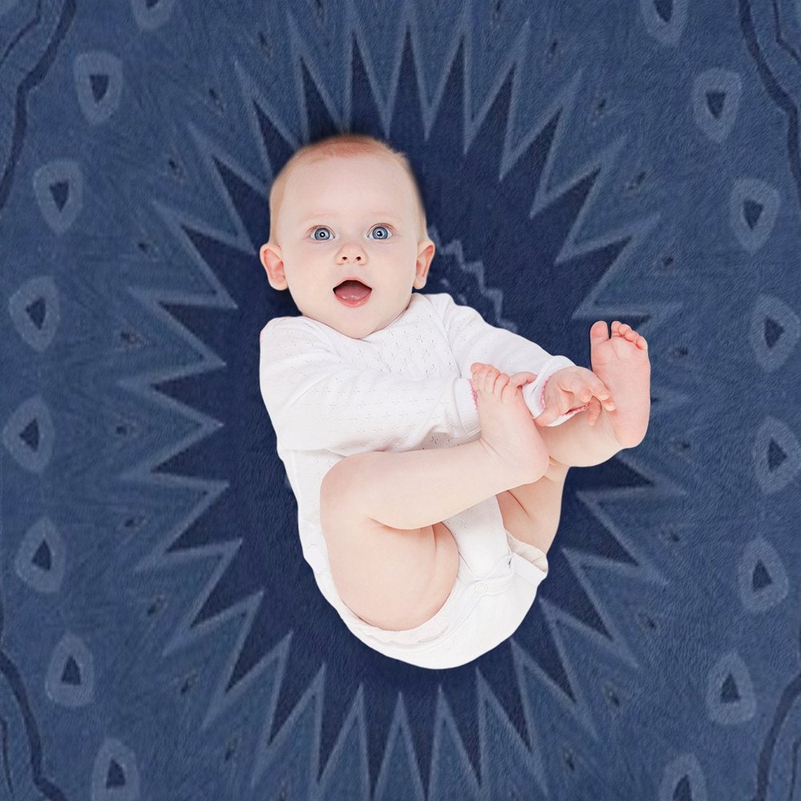 Denim Blue Mandala Multi-functional Throw Blanket