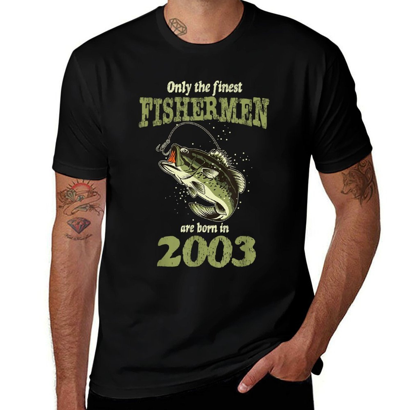 21 Year Old Fishing Fishermen Are Born In 2003 21st Birthday  Heathered Texture T-Shirt
