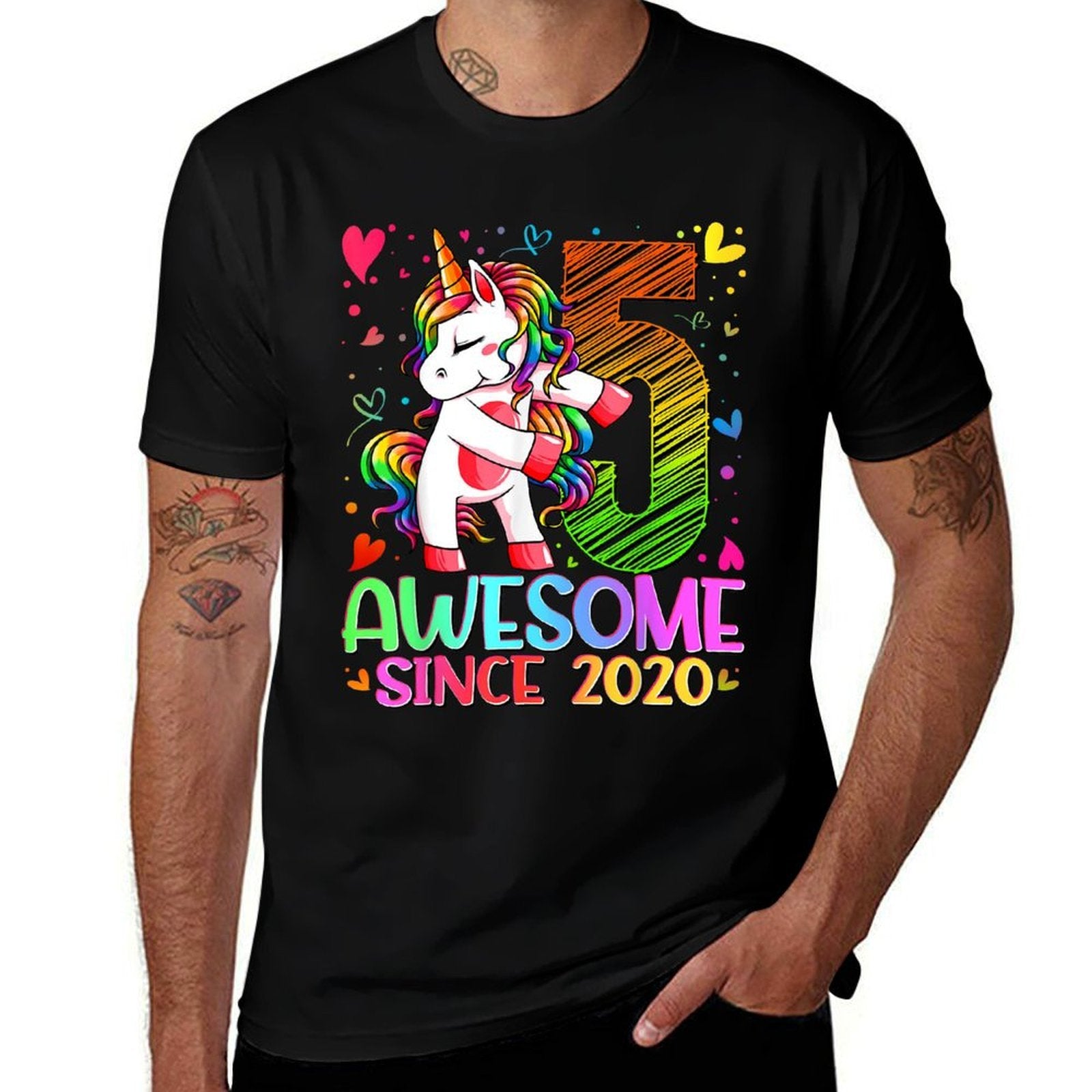 5 Year Old Unicorn Gifts For Girls 5th Birthday Girl Party  Easy-care T-Shirt
