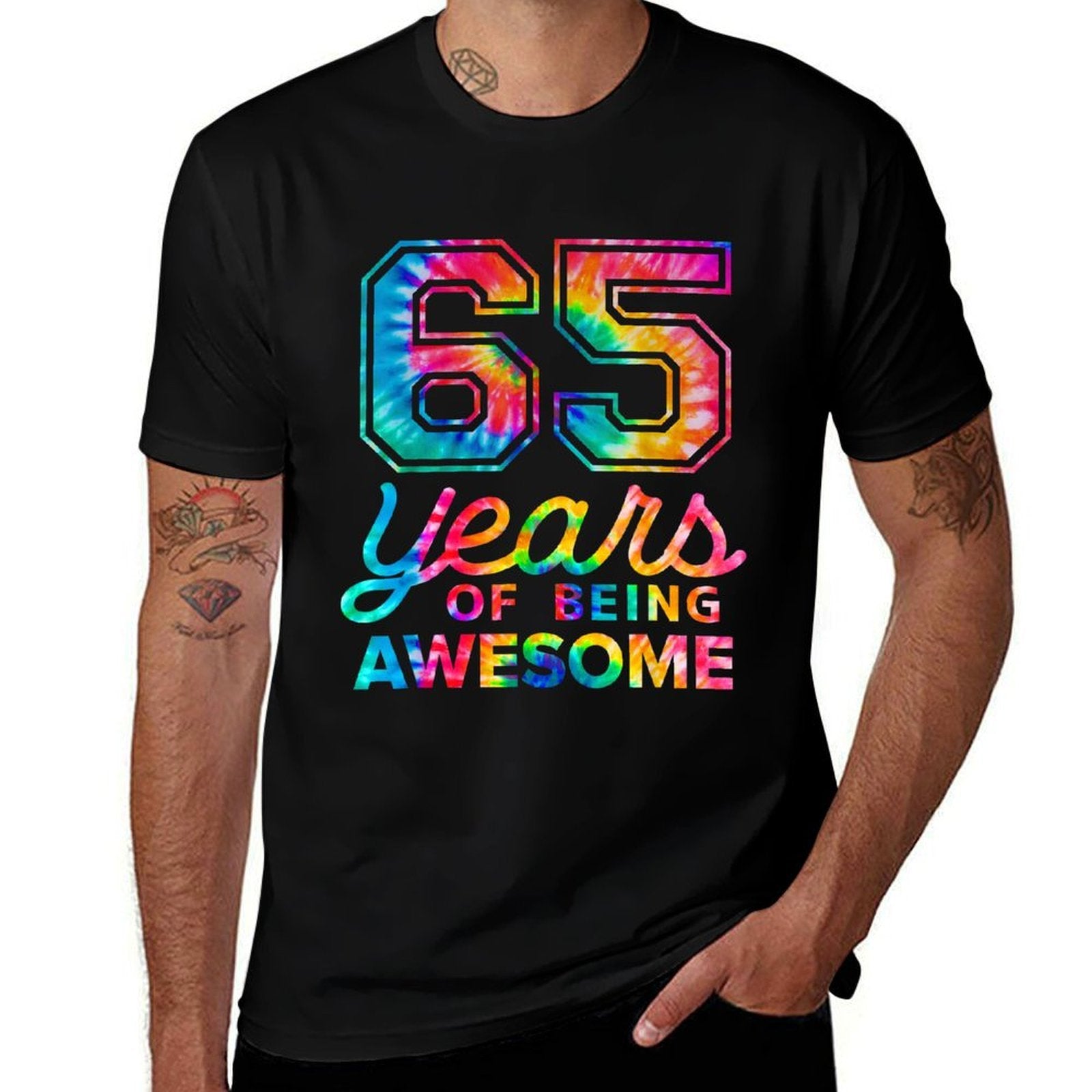 65th Birthday Tie Dye 65 Years Old Fantastic Men  Easy-care T-Shirt