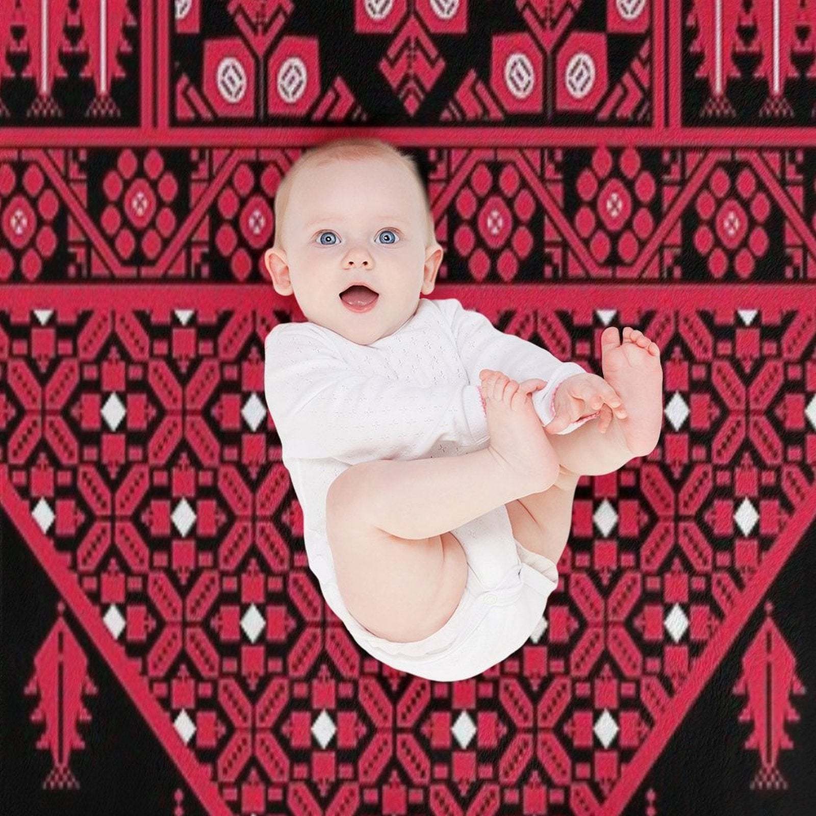 Palestinian Tatreez Cross Stitch Embroidery Art Design Arabic #7 Wrinkle-free Throw Blanket