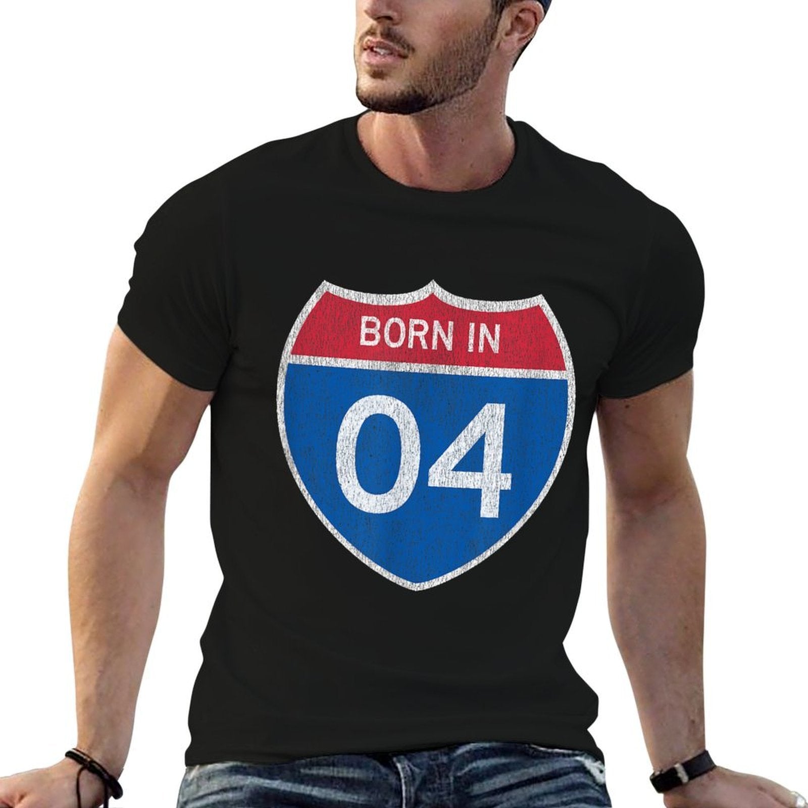 21 Year Old Vintage Car Road Sign 2004 21st Birthday  Heathered Texture T-Shirt