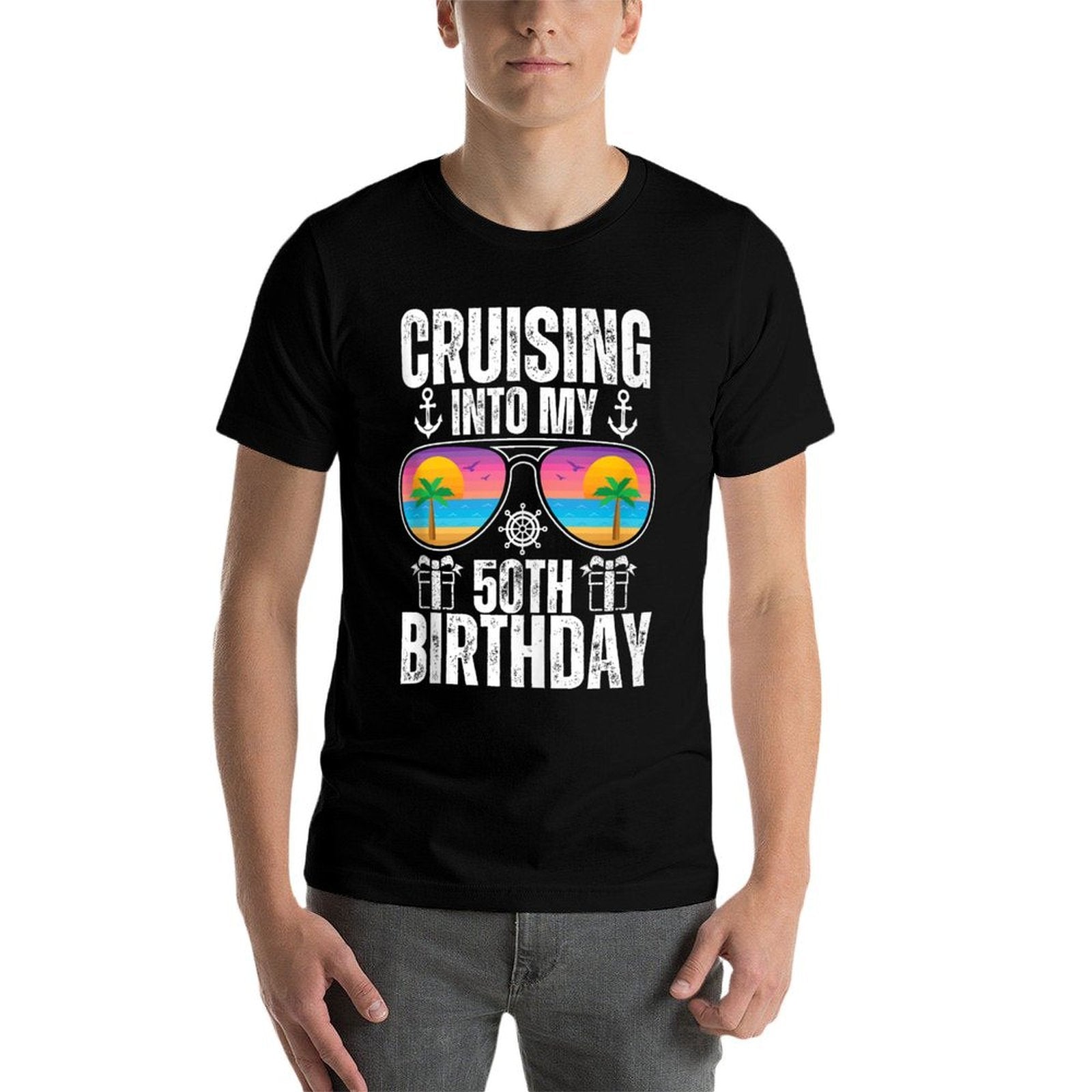 50 Year Old Birthday Cruising Into My 50th Birthday Cruise  Cotton T-Shirt