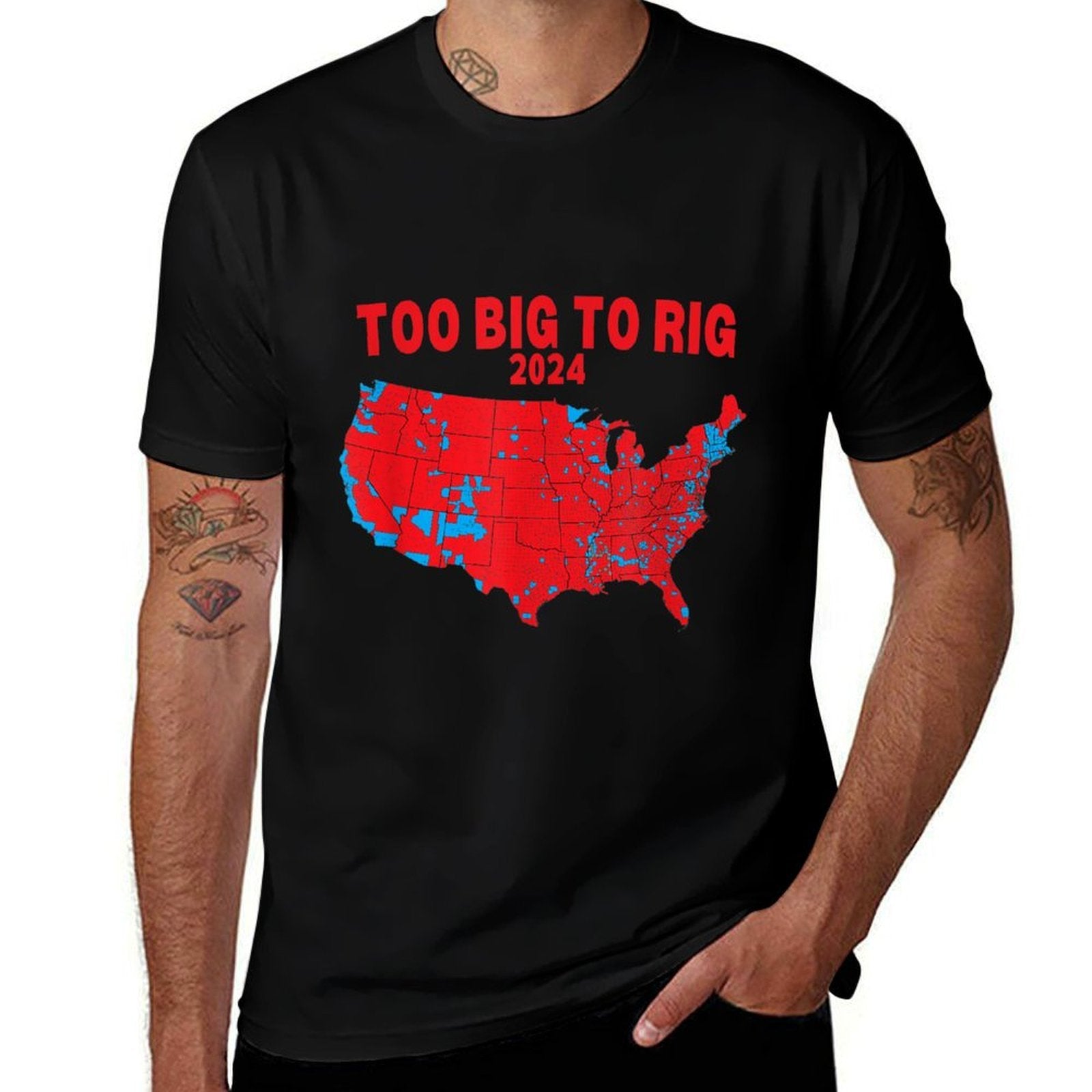 2024 Electoral Map Trump 312 Red Election Map Too Big To Rig  Tagless Design T-Shirt