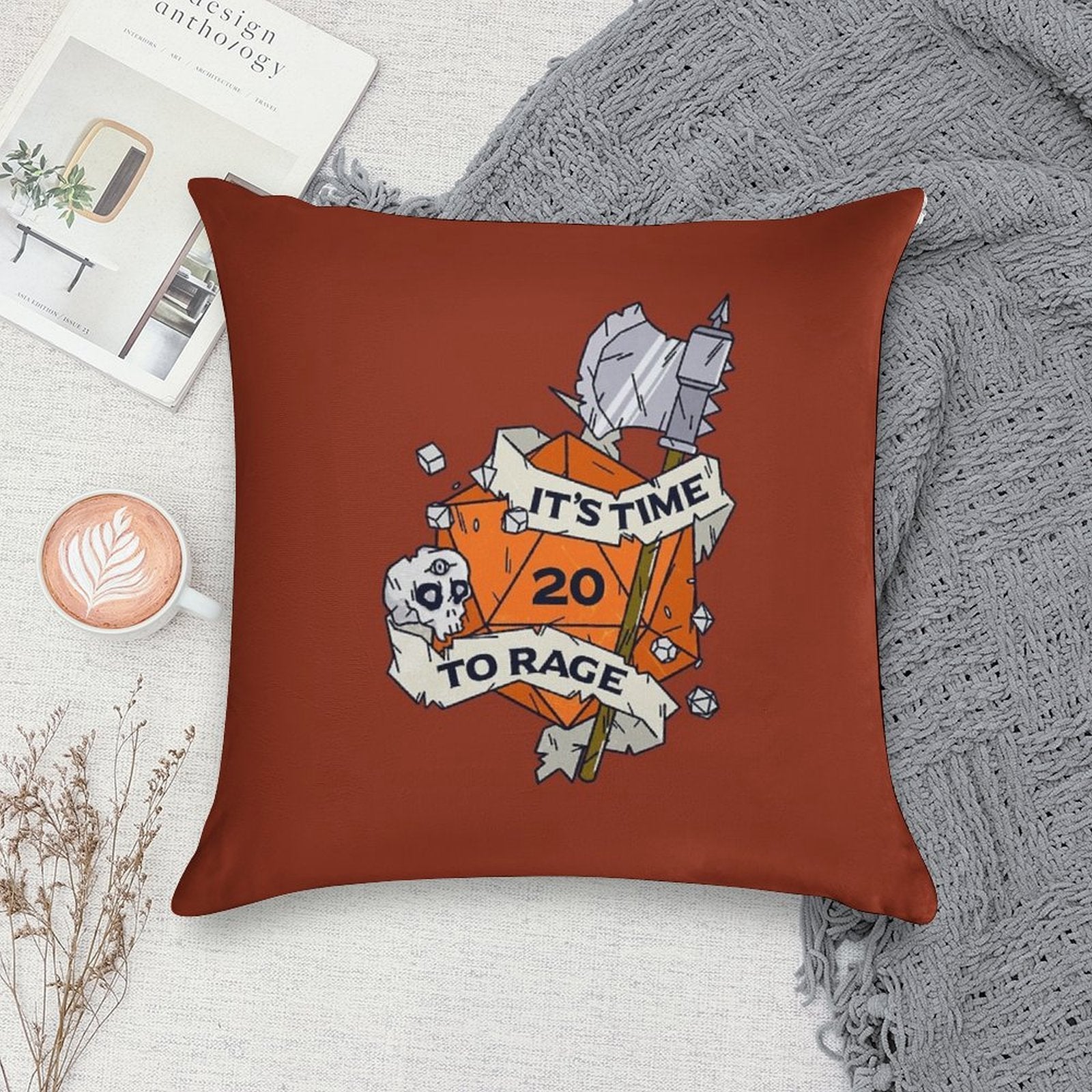 Tabletop RPG Barbarian - It's Time To Rage Soft Style Accent Throw Pillow