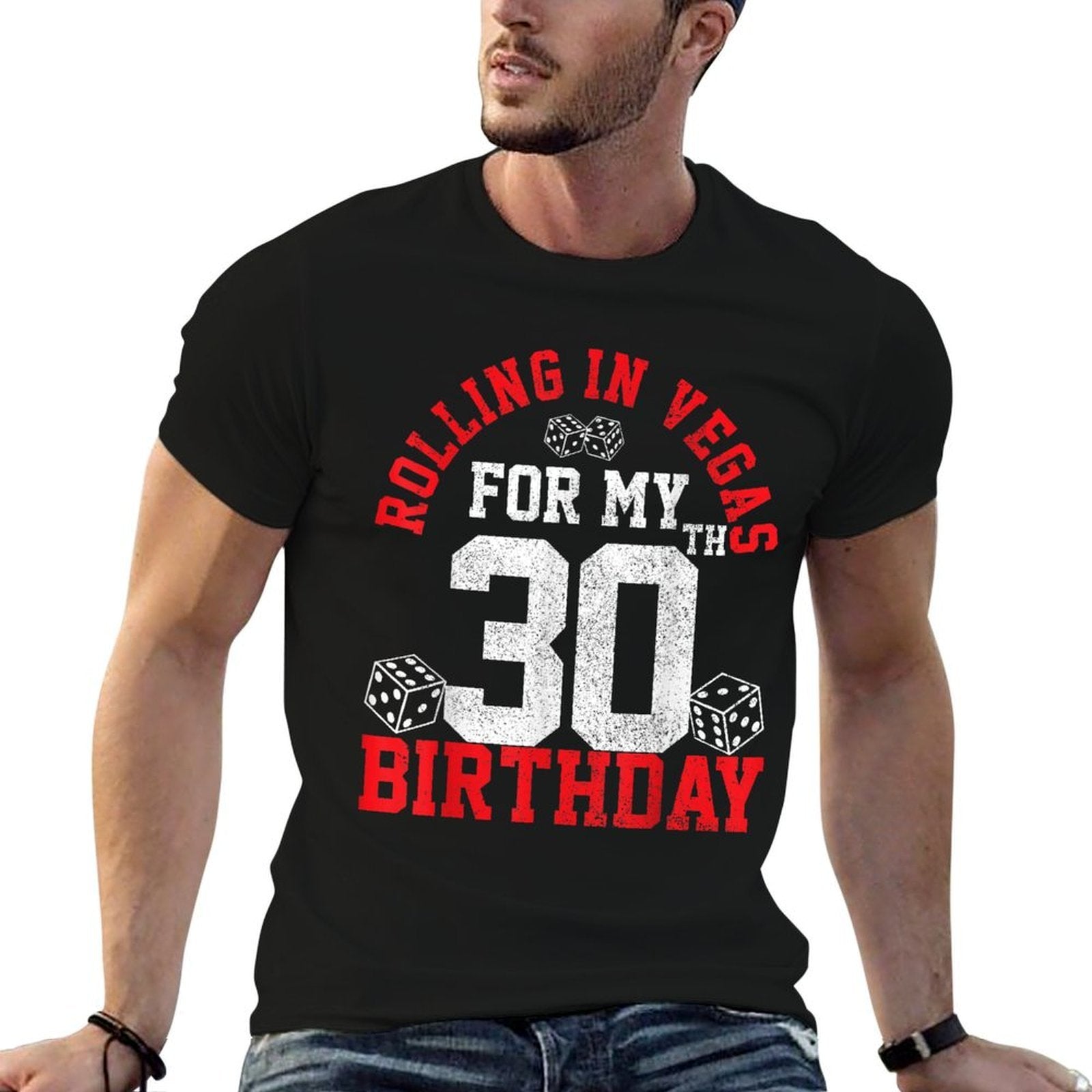 30th Birthday Las Vegas Trip Rolling Dice Gambling Gift  Polyester Blend T-Shirt