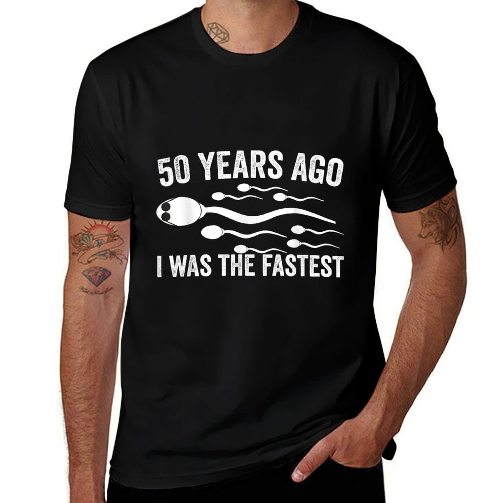 50 Years Ago I Was The Fastest Sperm Funny 50th Birthday  Polyester Blend T-Shirt