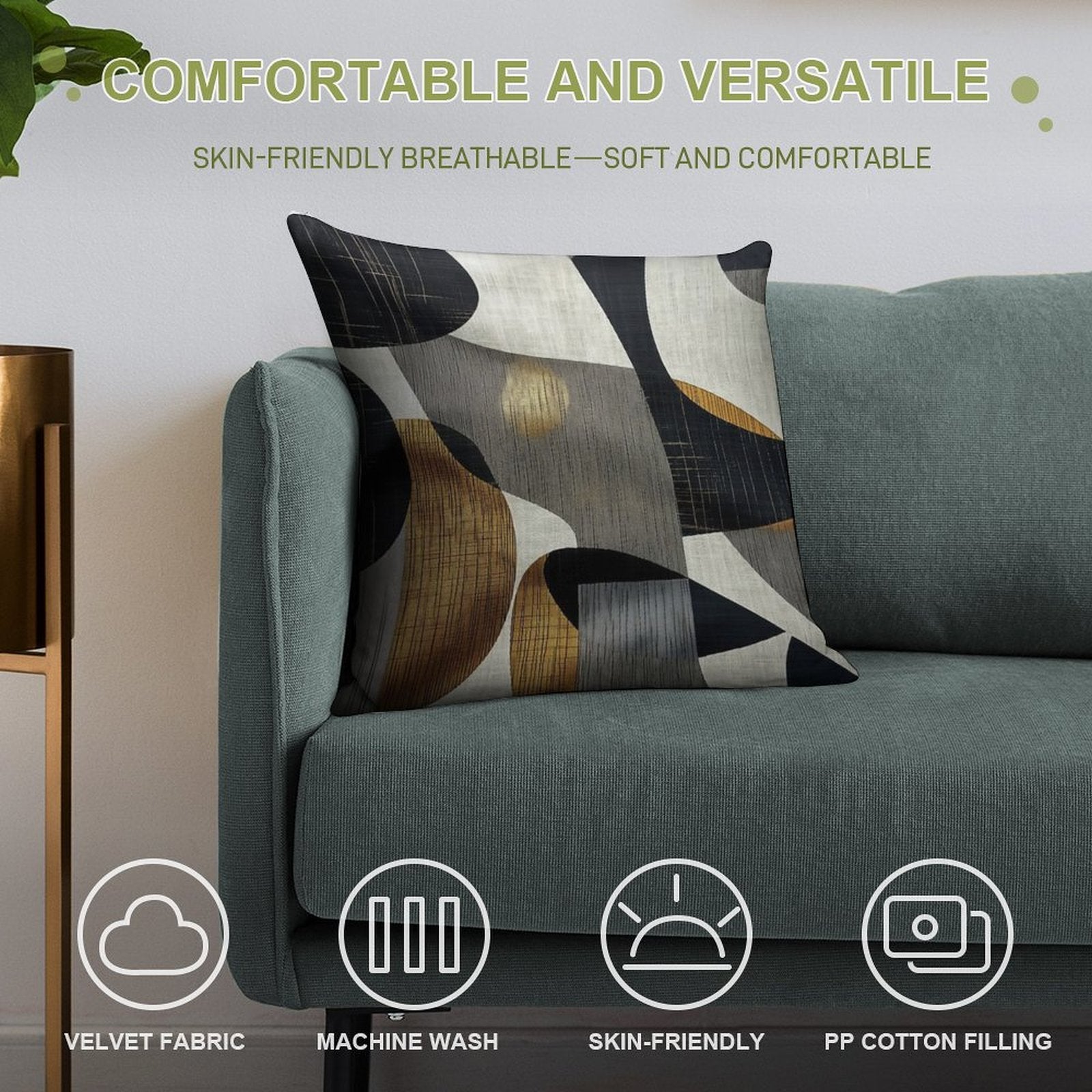 Abstract Geometric Art Soft Short Plush Fabric Throw Pillow