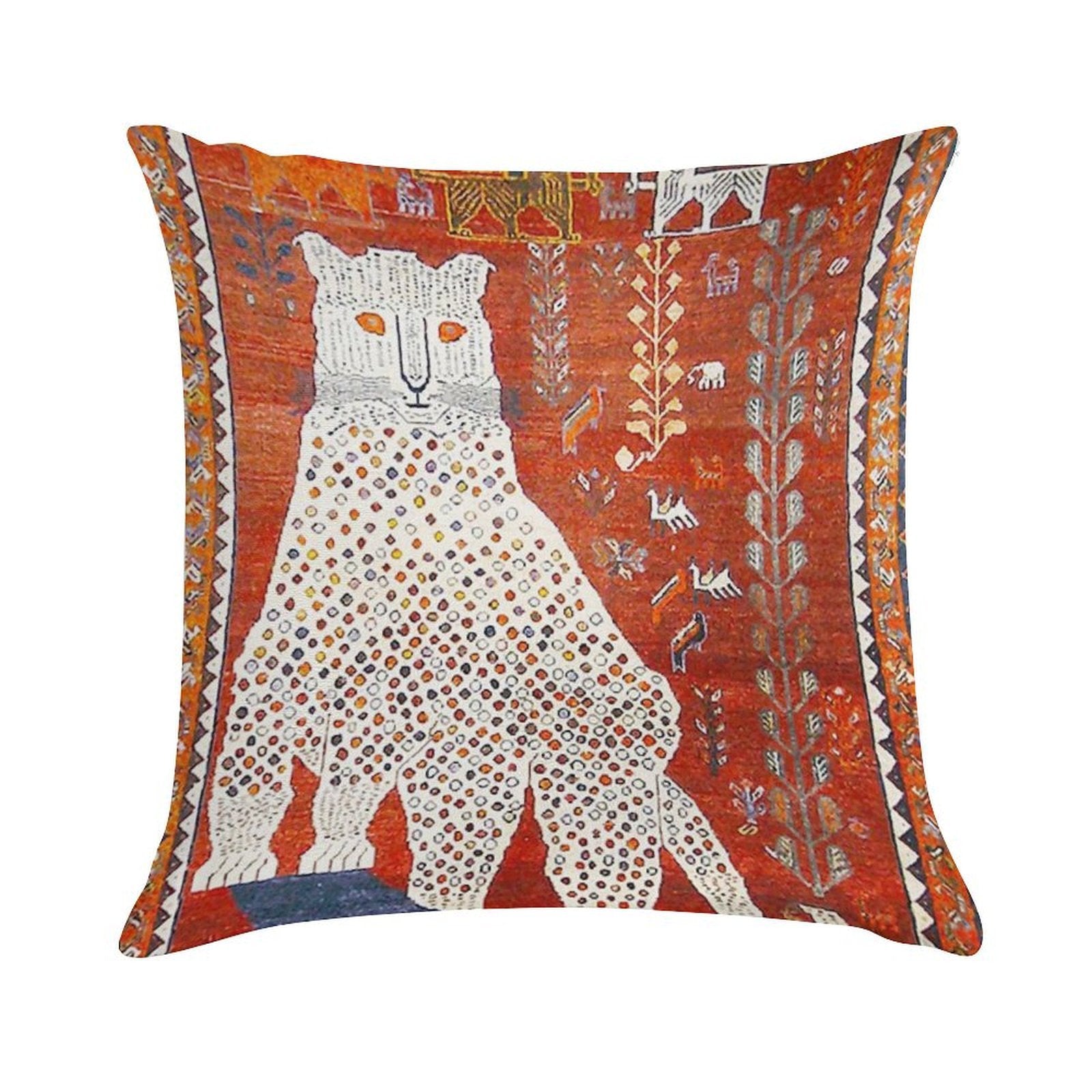 Q'ashqai Snow Leopard Persian Animal Rug Print Soft Skin-Friendly Throw Pillow