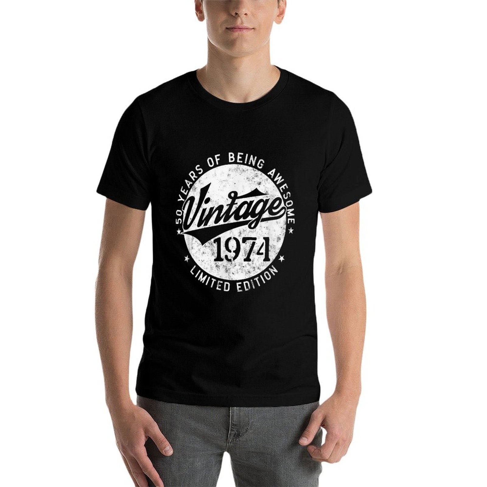 50 Years Of Being Awesome 1974 Retro Sunset 80s Decorations  Heathered Texture T-Shirt